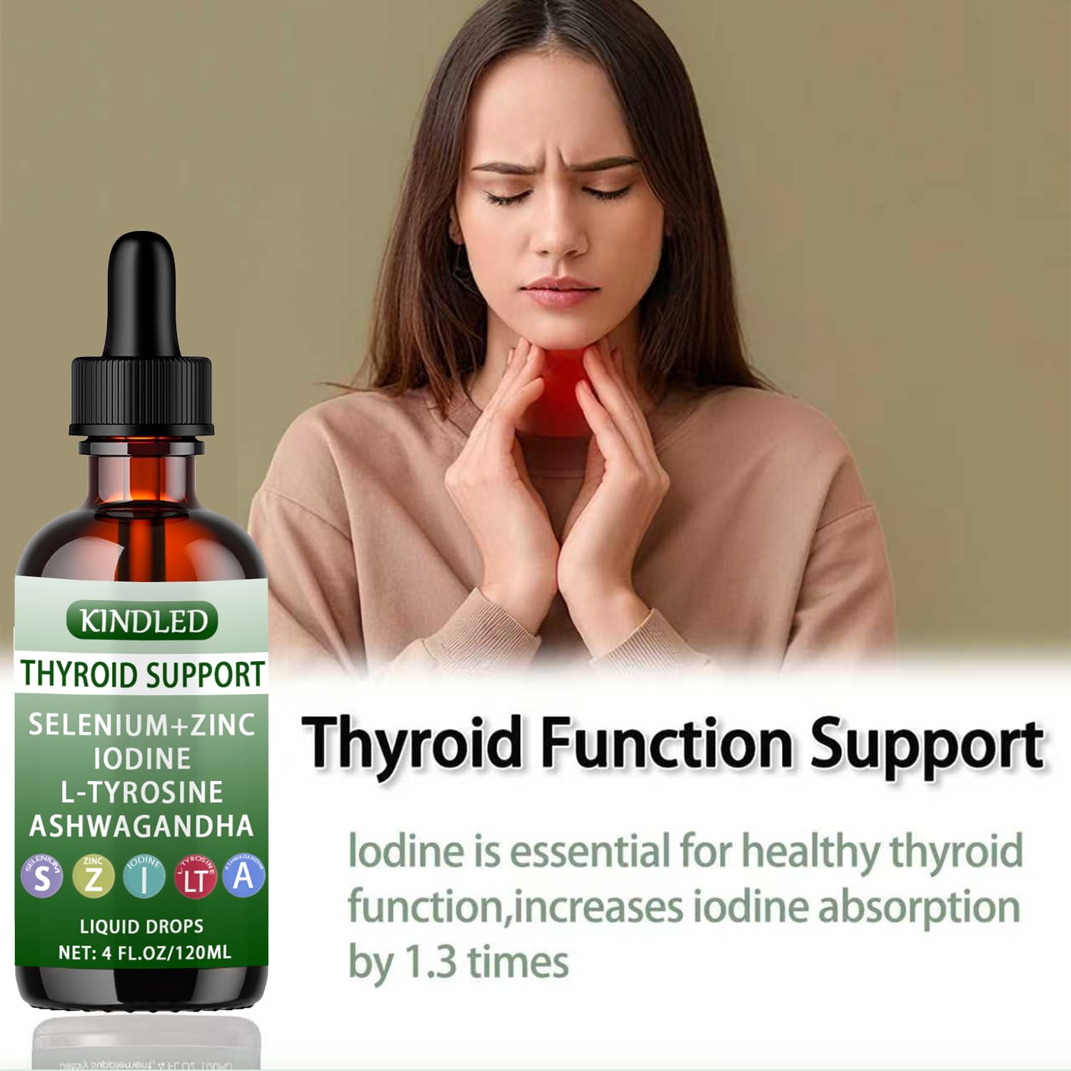 SAPURAIS Thyroid Support Liquid Drops back view showing ingredients