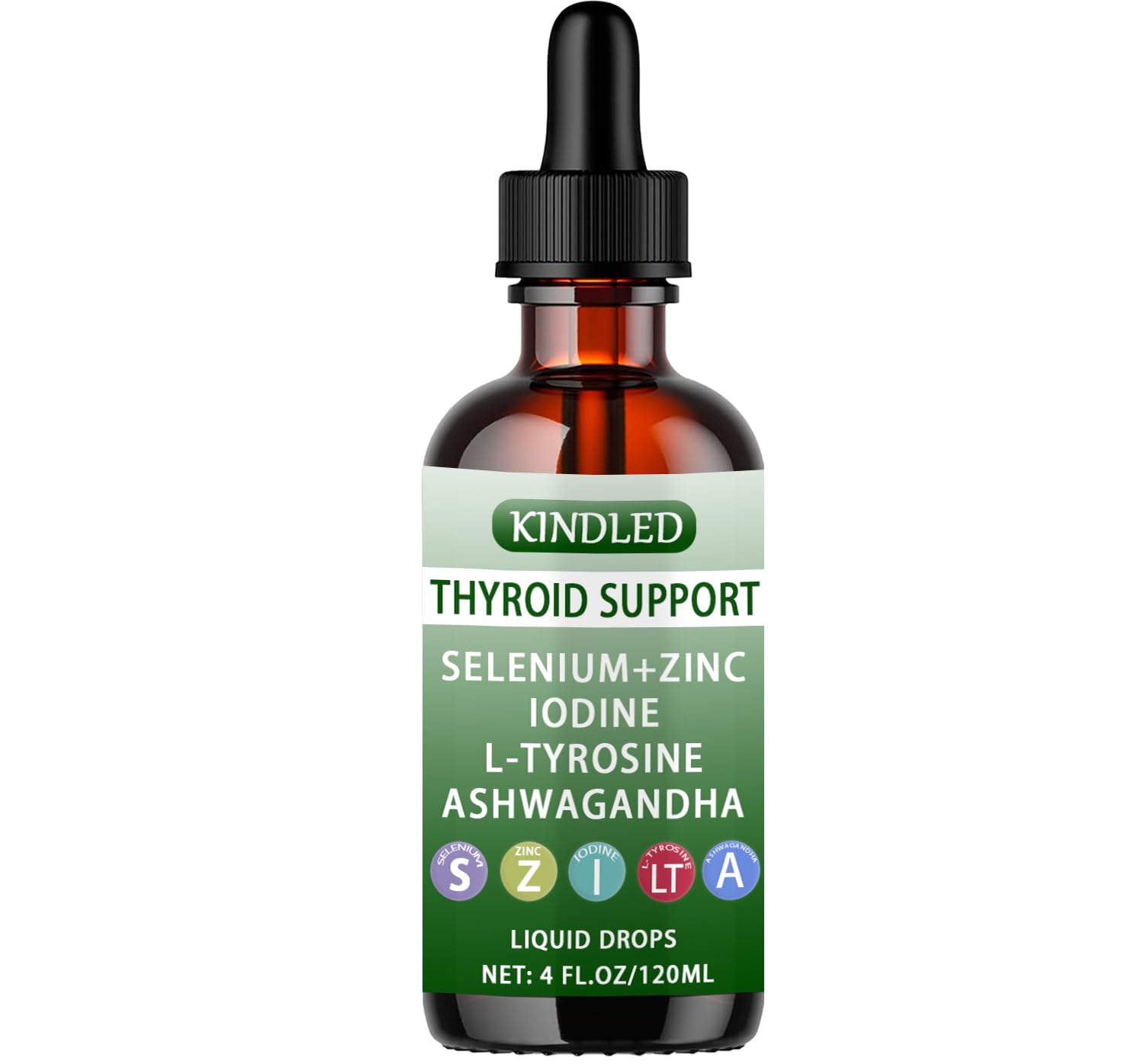 SAPURAIS Thyroid Support Liquid Drops front view with dropper
