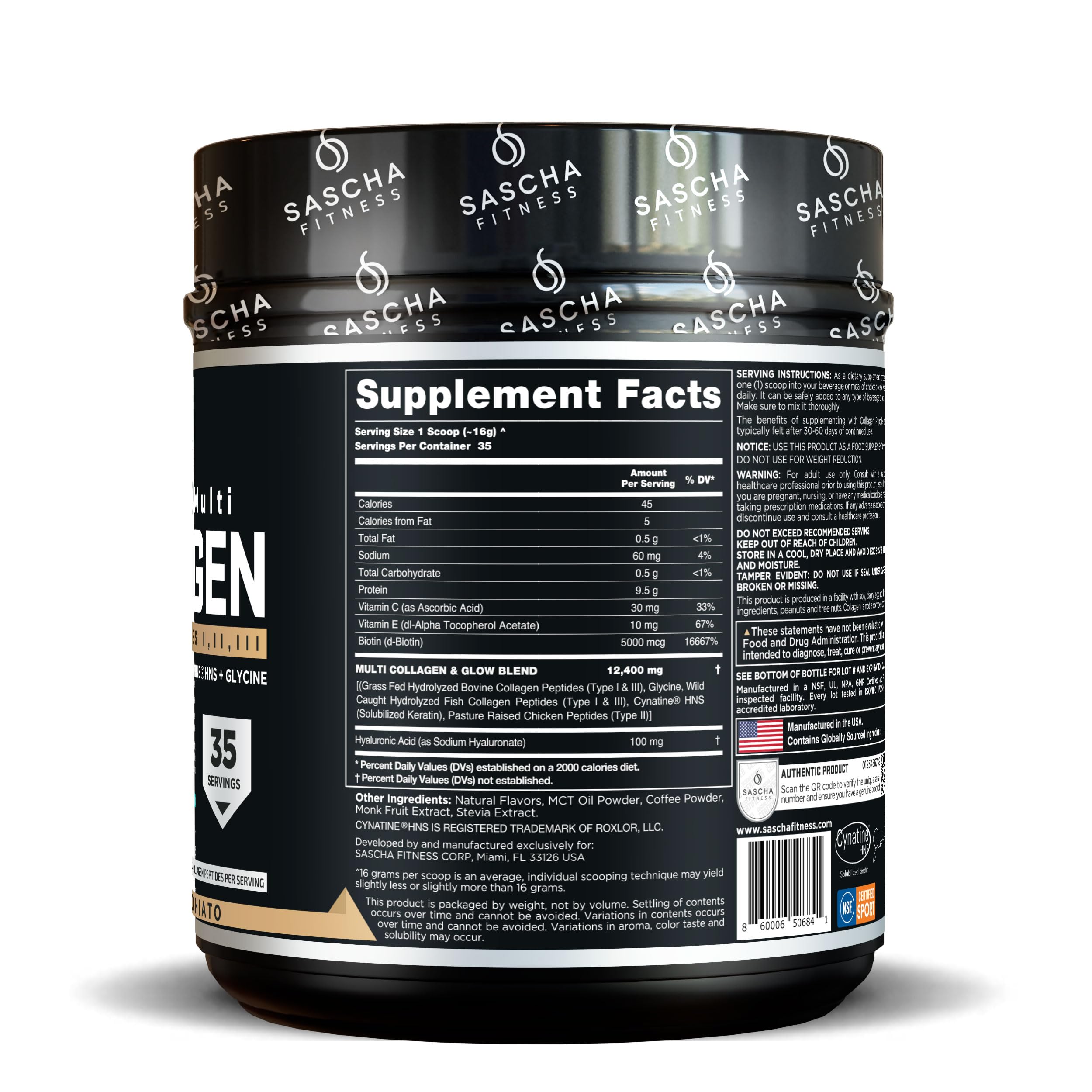 SASCHA FITNESS Collagen Supplement 507g ingredients list