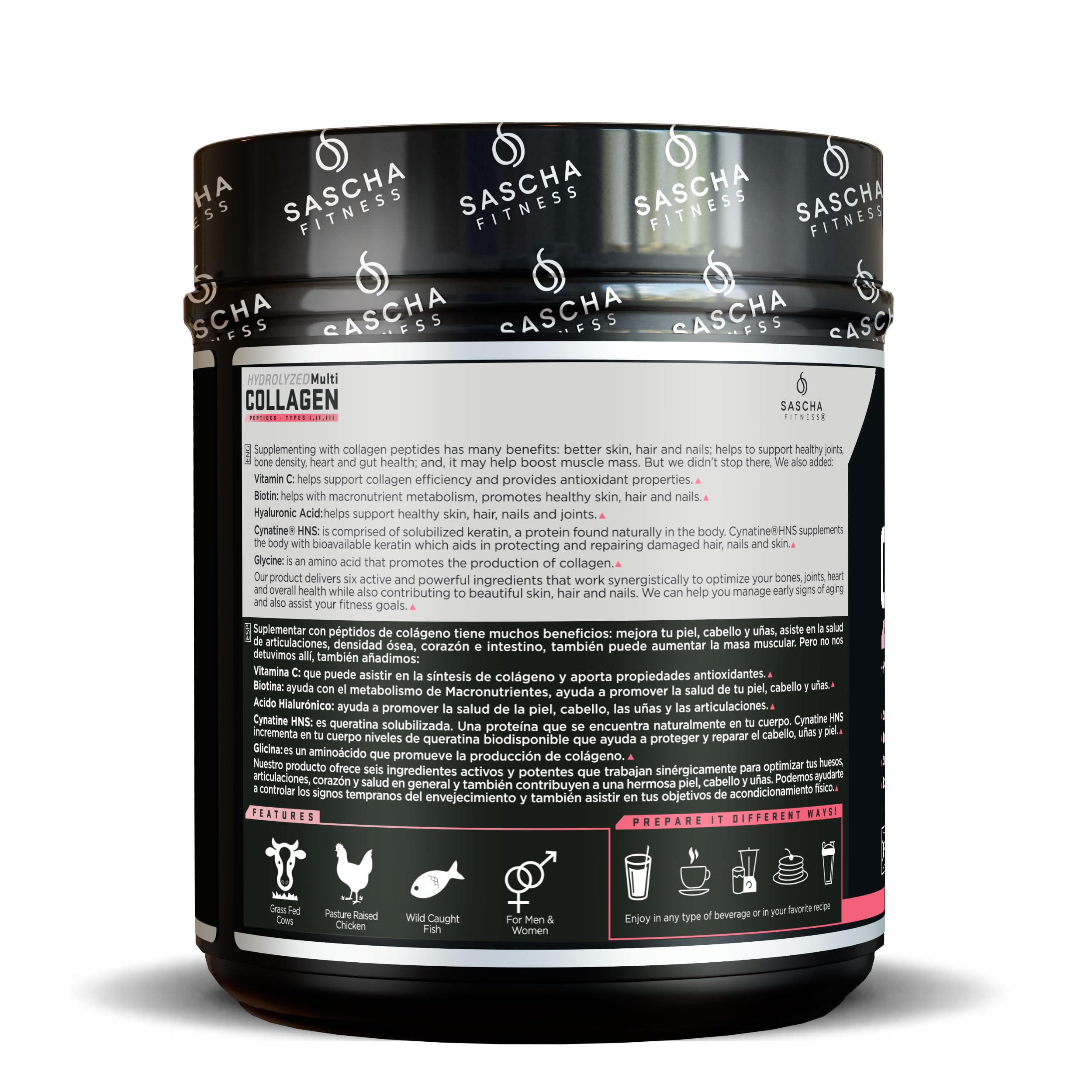 SASCHA FITNESS Multi Collagen Powder 490g packaging