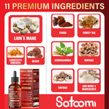 Satoomi 11in1 Mushroom Complex Liquid Supplement 30ml side view