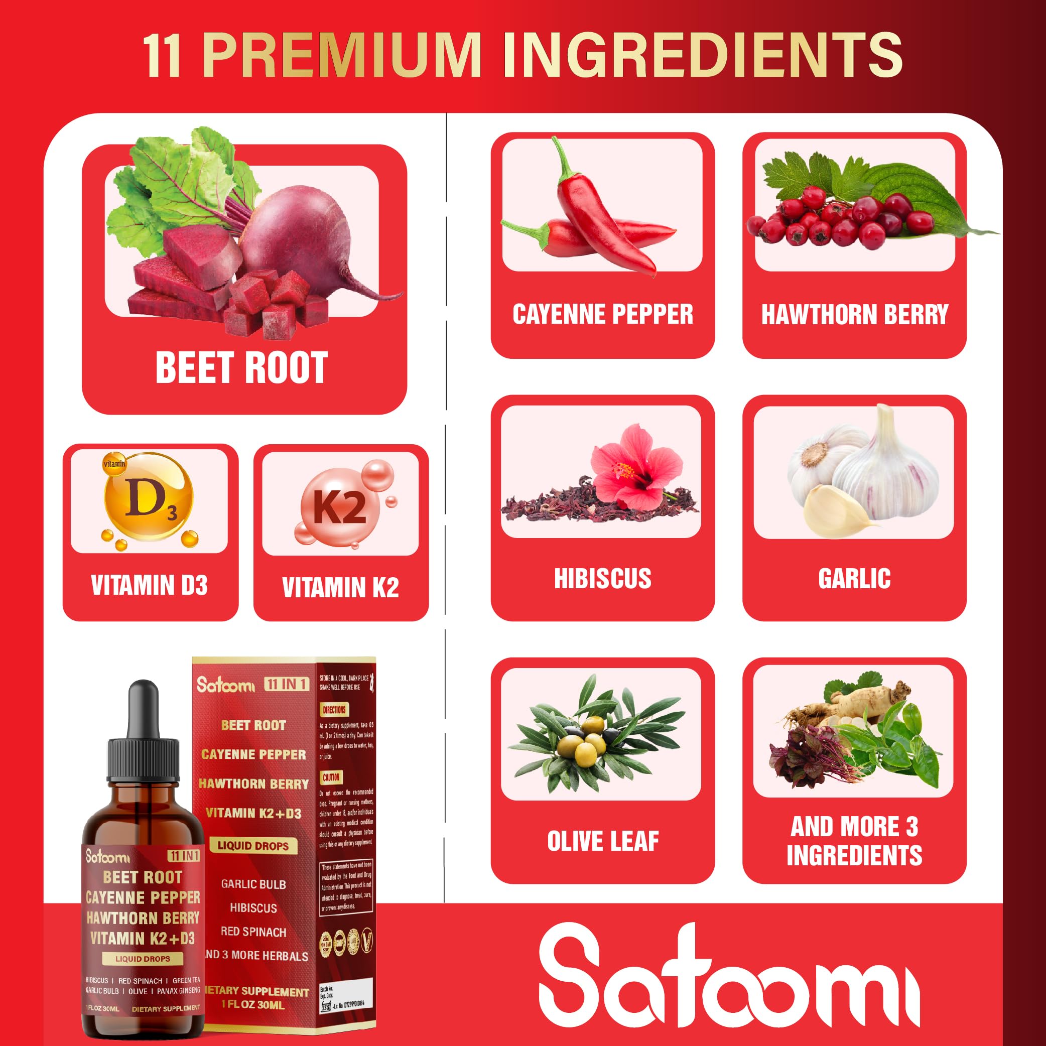 Satoomi Beet Root Liquid Drops 30ml ingredients list