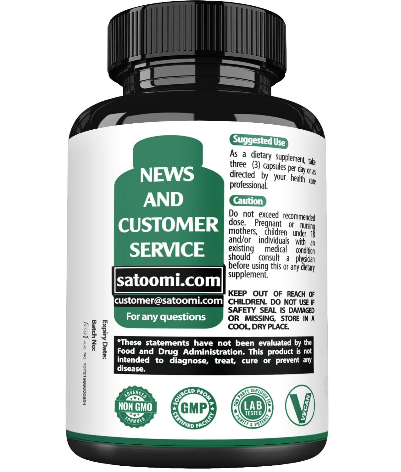 Satoomi Berberine Capsules bottle with a measuring spoon
