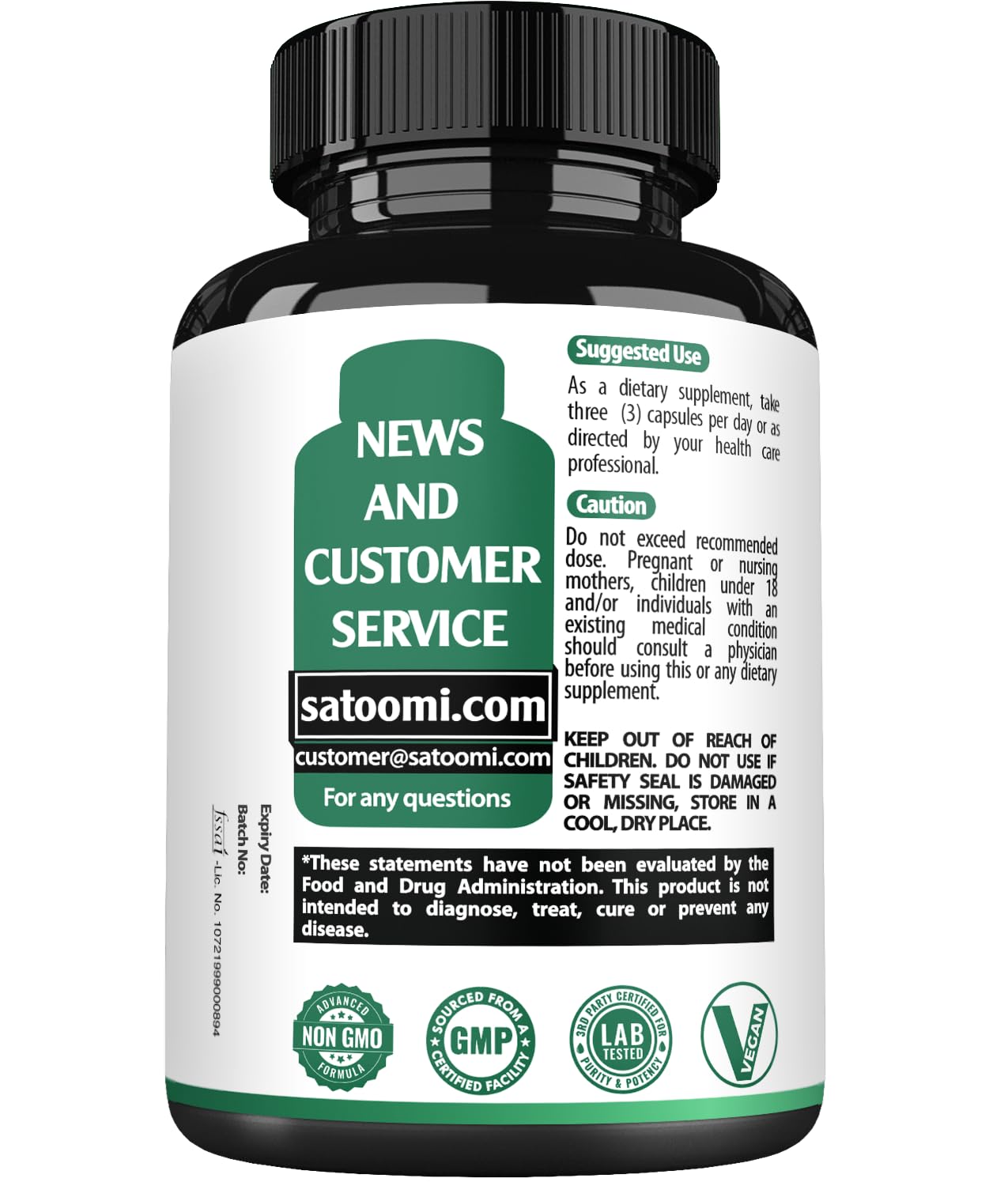 Satoomi Berberine HCl Supplement packaging details