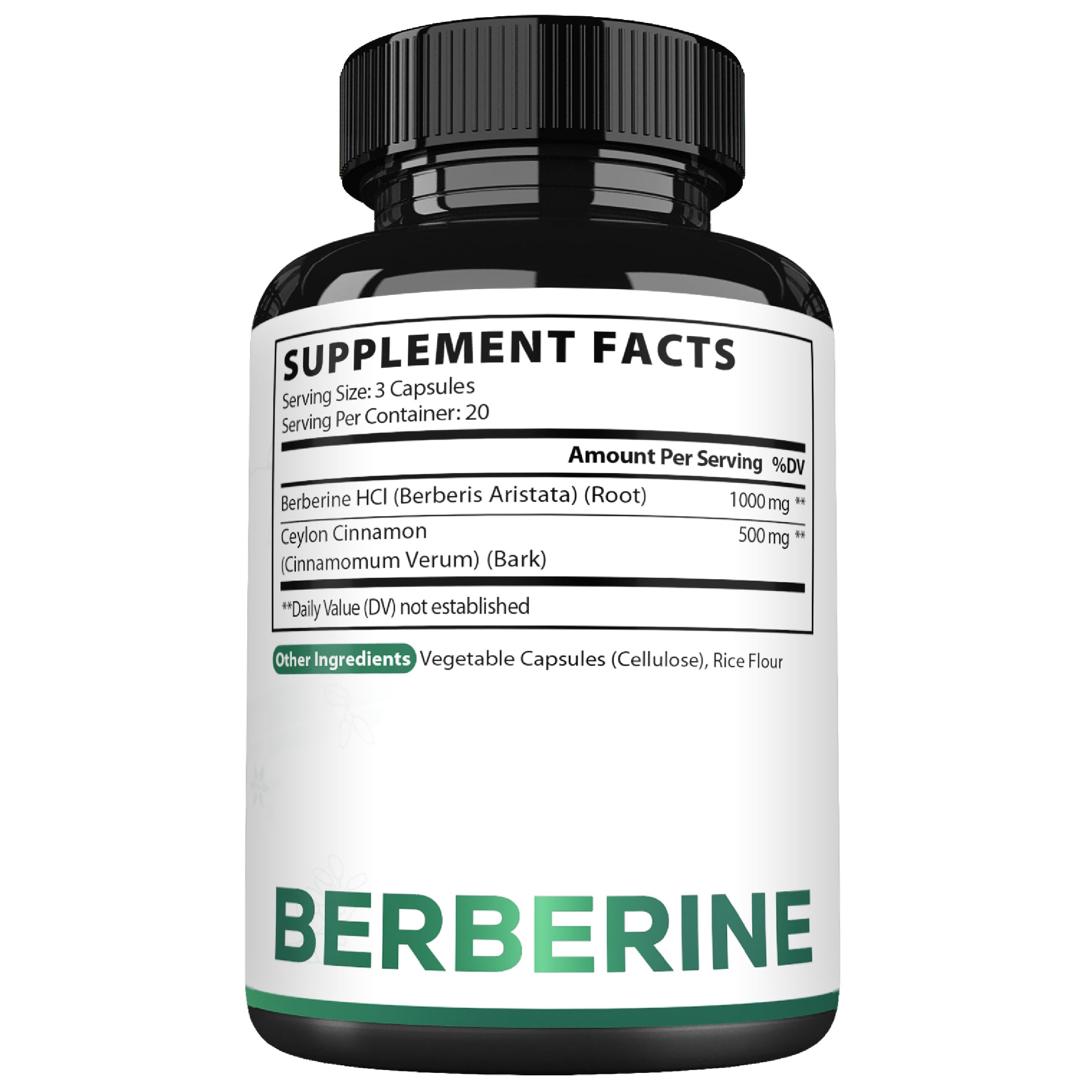 Satoomi Berberine Supplement 1500mg bottle with water glass