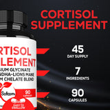 Satoomi Cortisol Supplement capsules on a wooden table