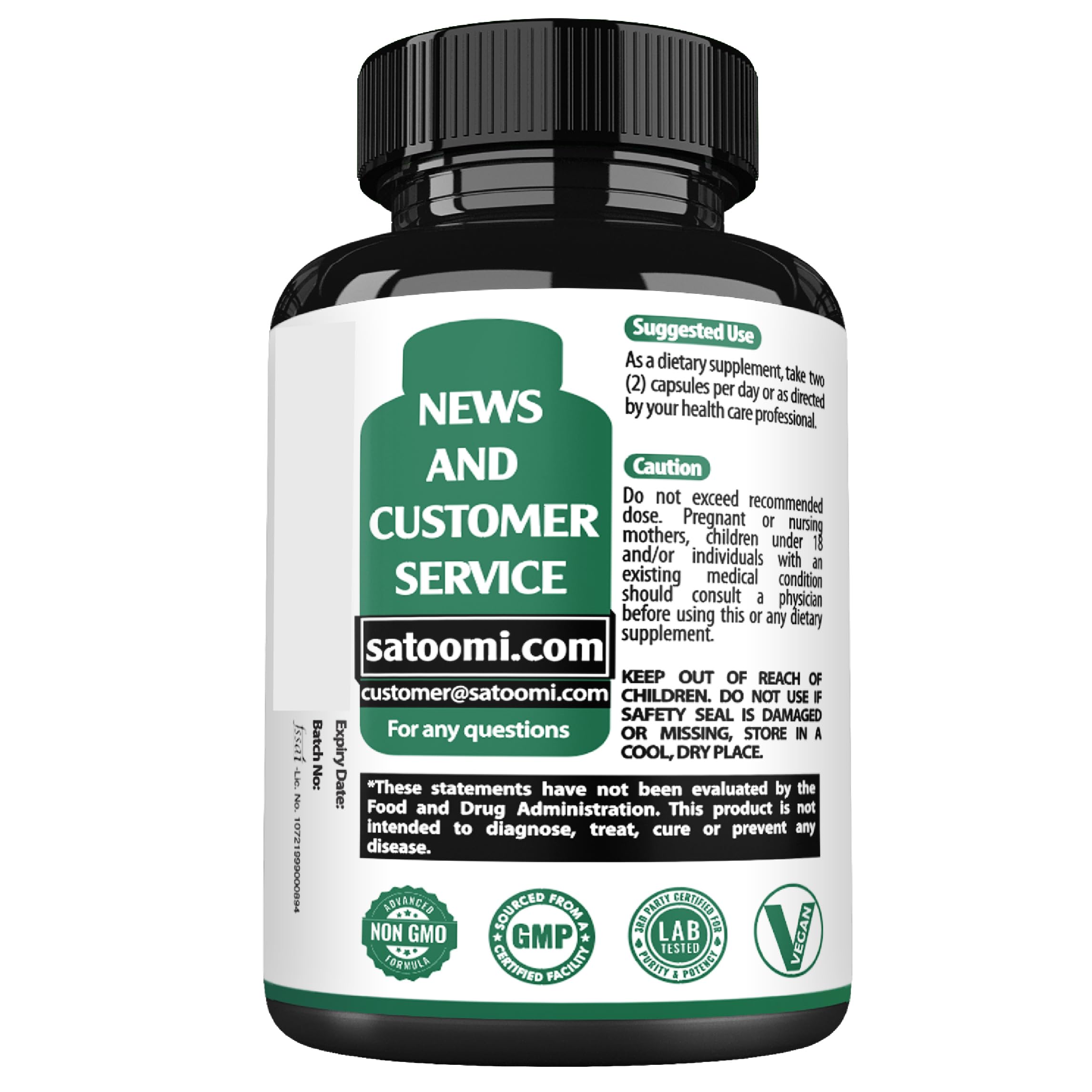 Satoomi Ginkgo Biloba Complex bottle with a measuring spoon