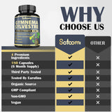 Satoomi Gymnema Sylvestre Extract Capsules on a wooden surface