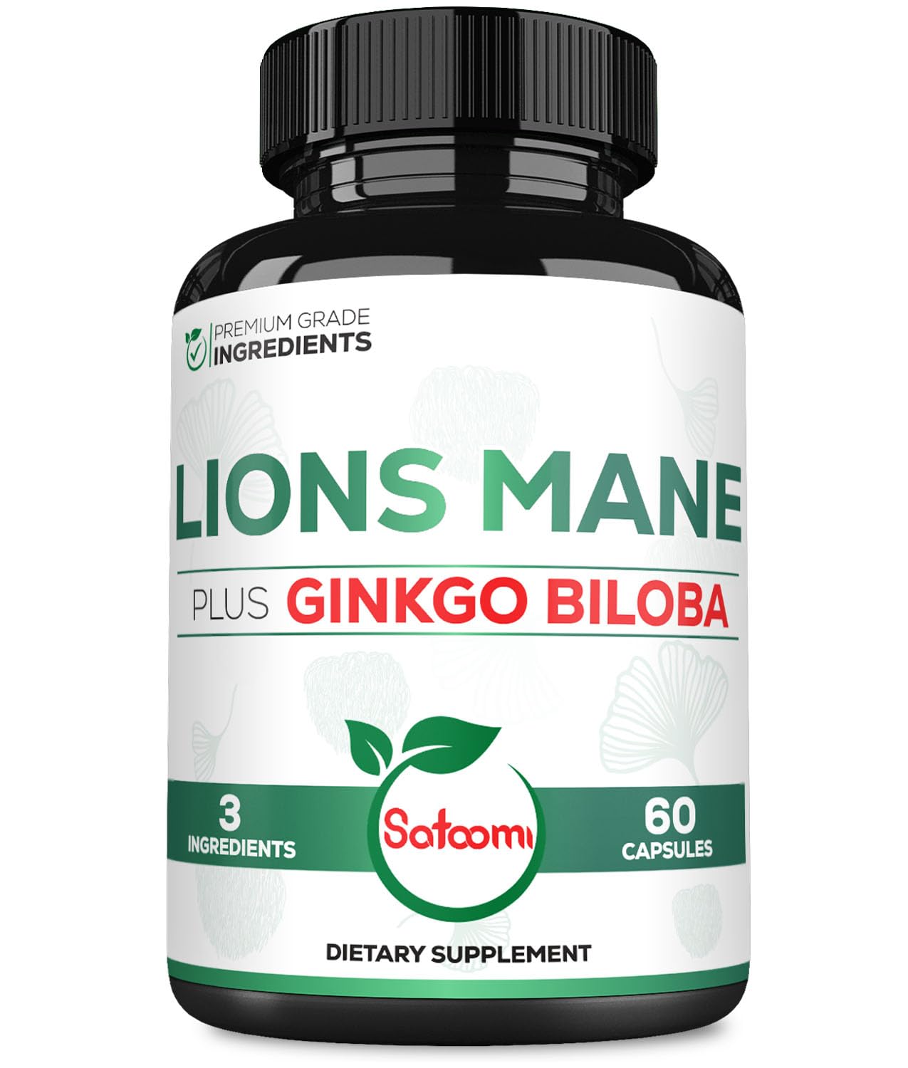 Satoomi Lions Mane Mushroom Complex 60 Capsules front view
