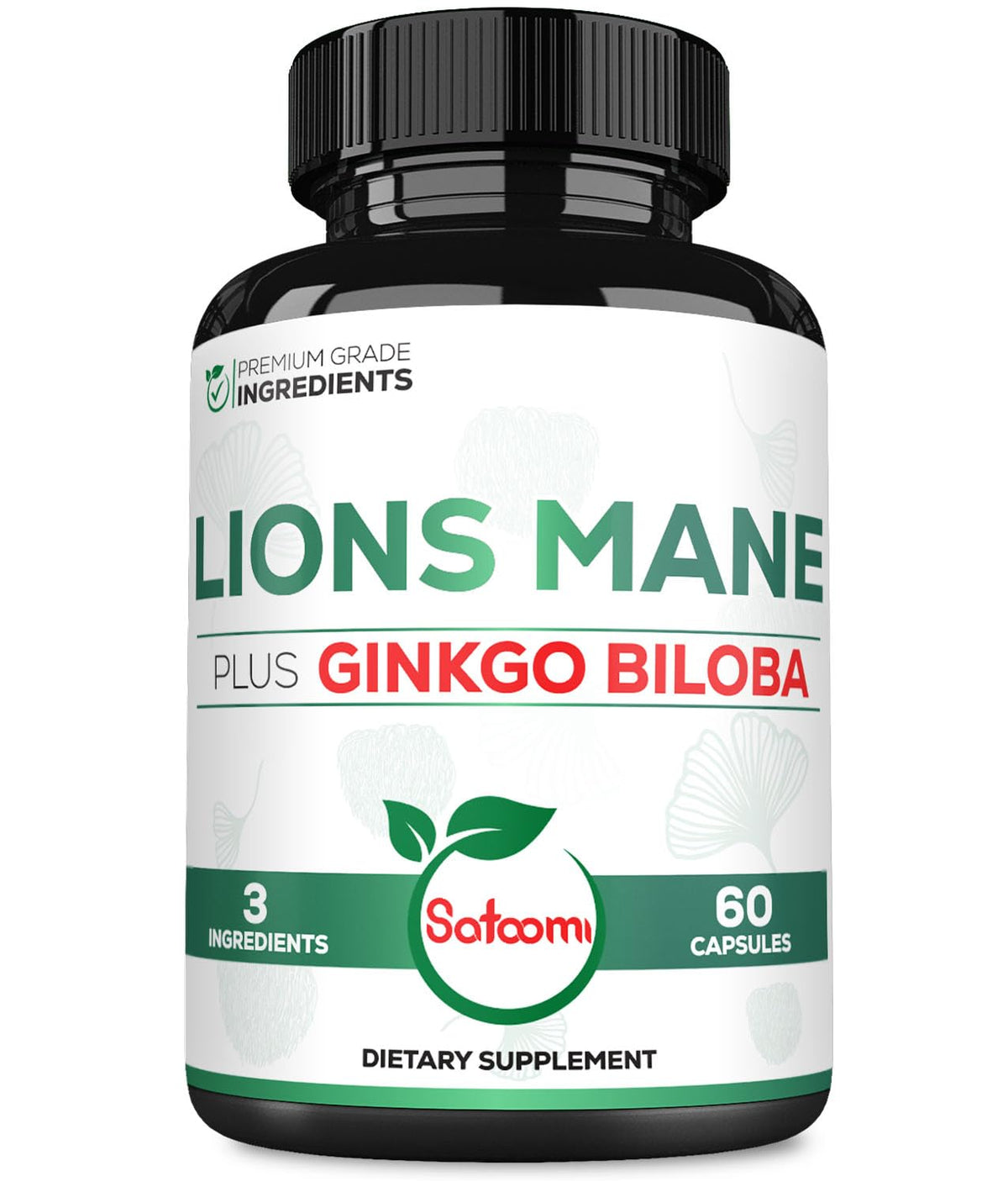 Satoomi Lions Mane Mushroom Complex 60 Capsules front view