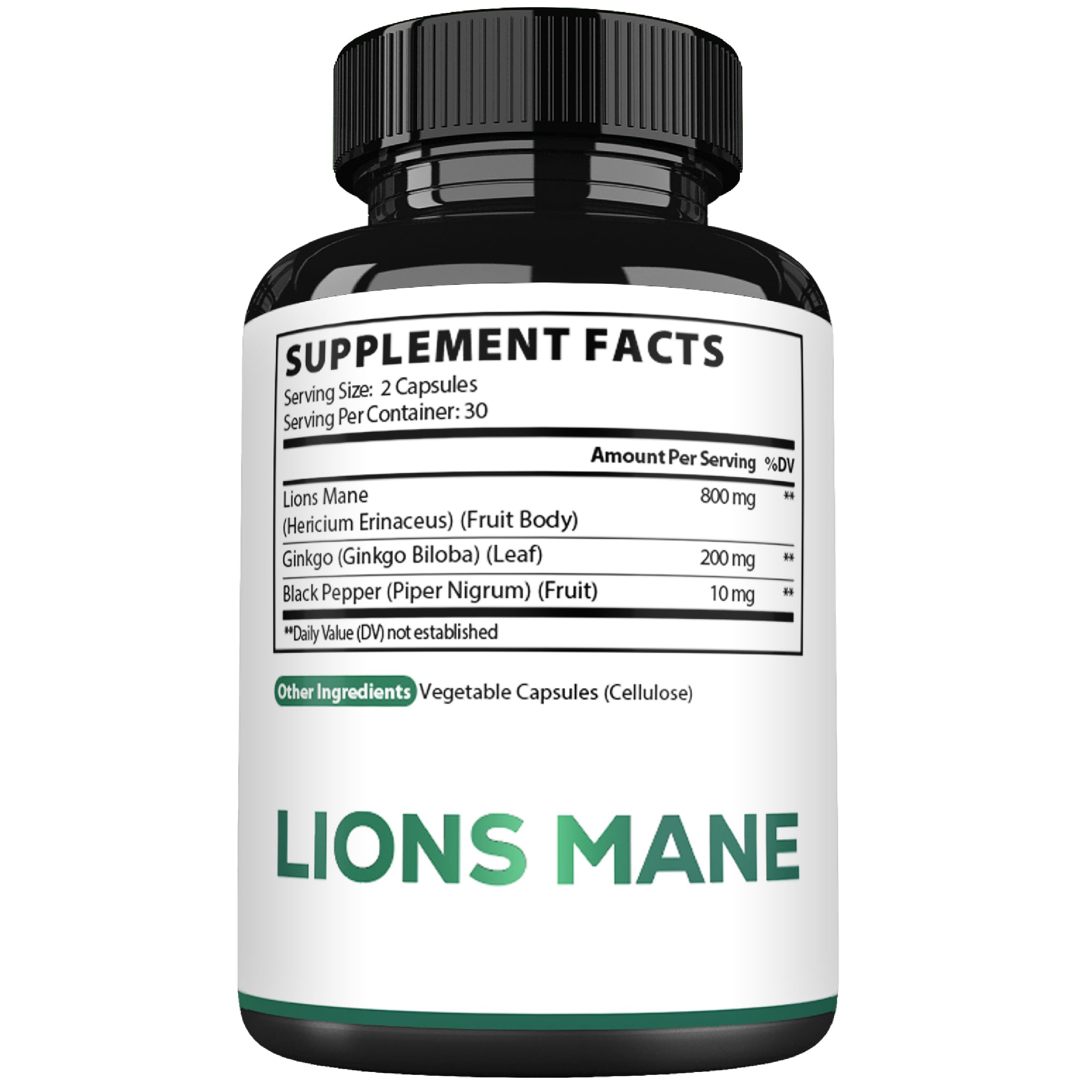 Satoomi Lions Mane Mushroom Complex capsules in a glass of water