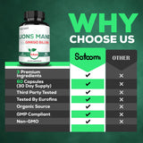 Satoomi Lions Mane Mushroom Complex capsules on a wooden table