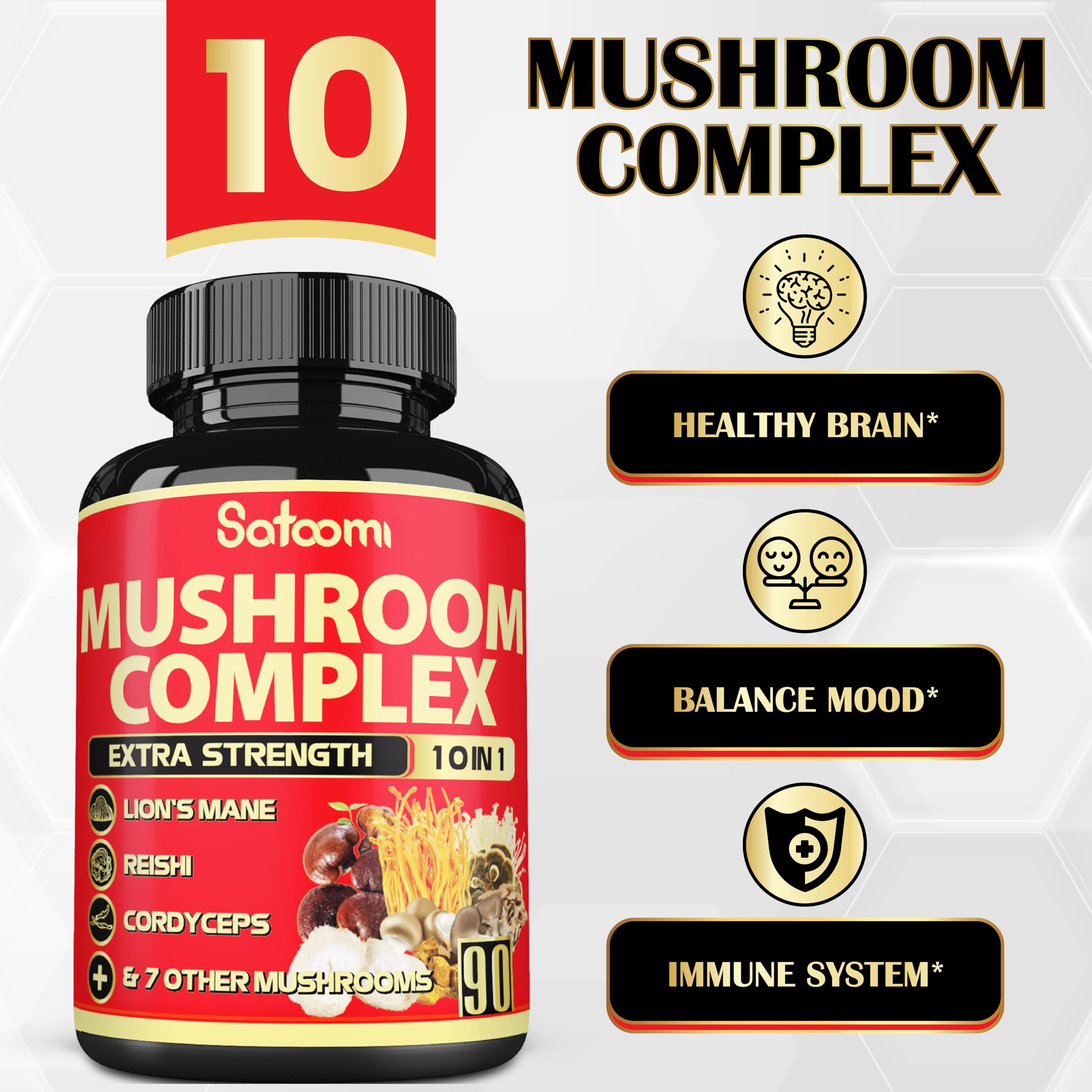 Satoomi Mushroom Supplement capsule close-up