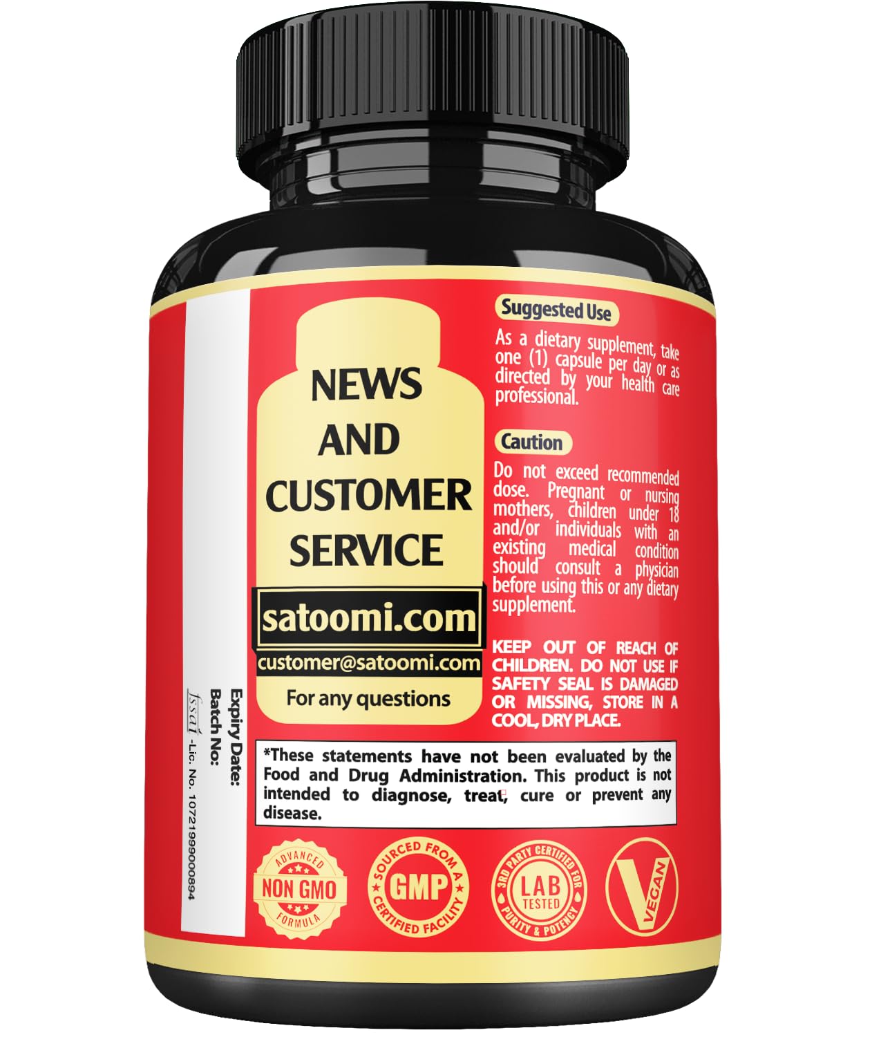 Satoomi NAD Nicotinamide Riboside Supplement bottle top view