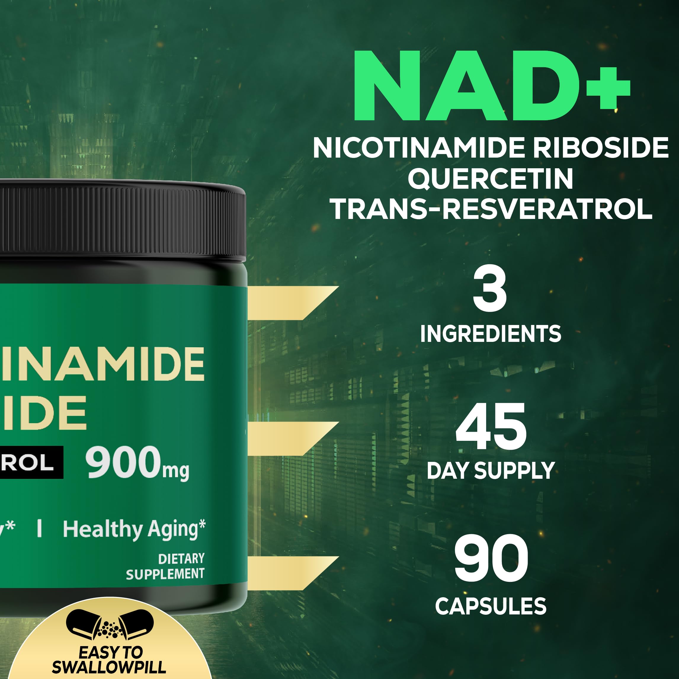 Satoomi NAD Plus Supplement capsules on a table