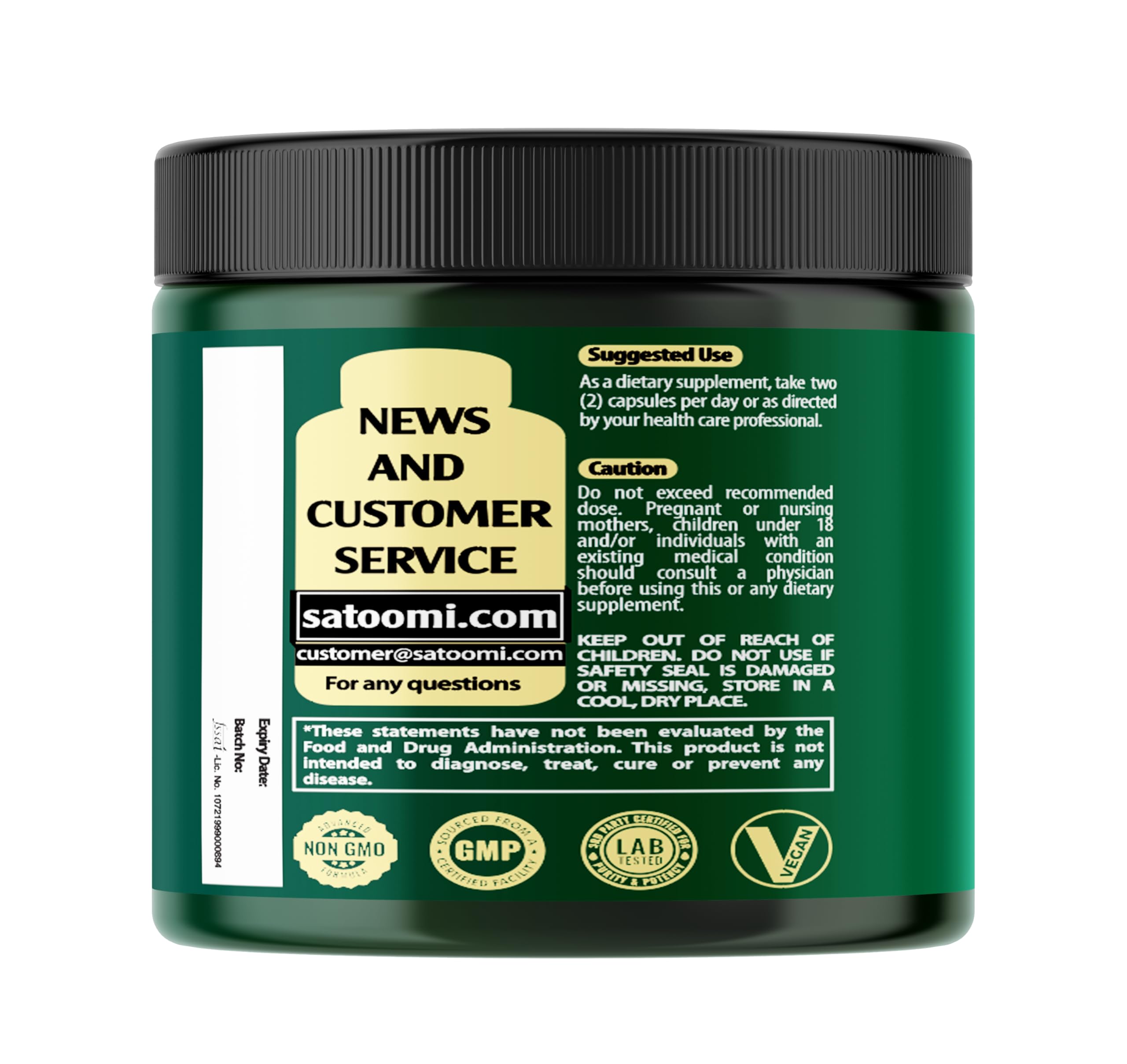 Satoomi NMNH Supplement capsules with a glass of water
