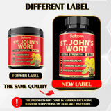 Satoomi St. John's Wort capsules with a measuring spoon