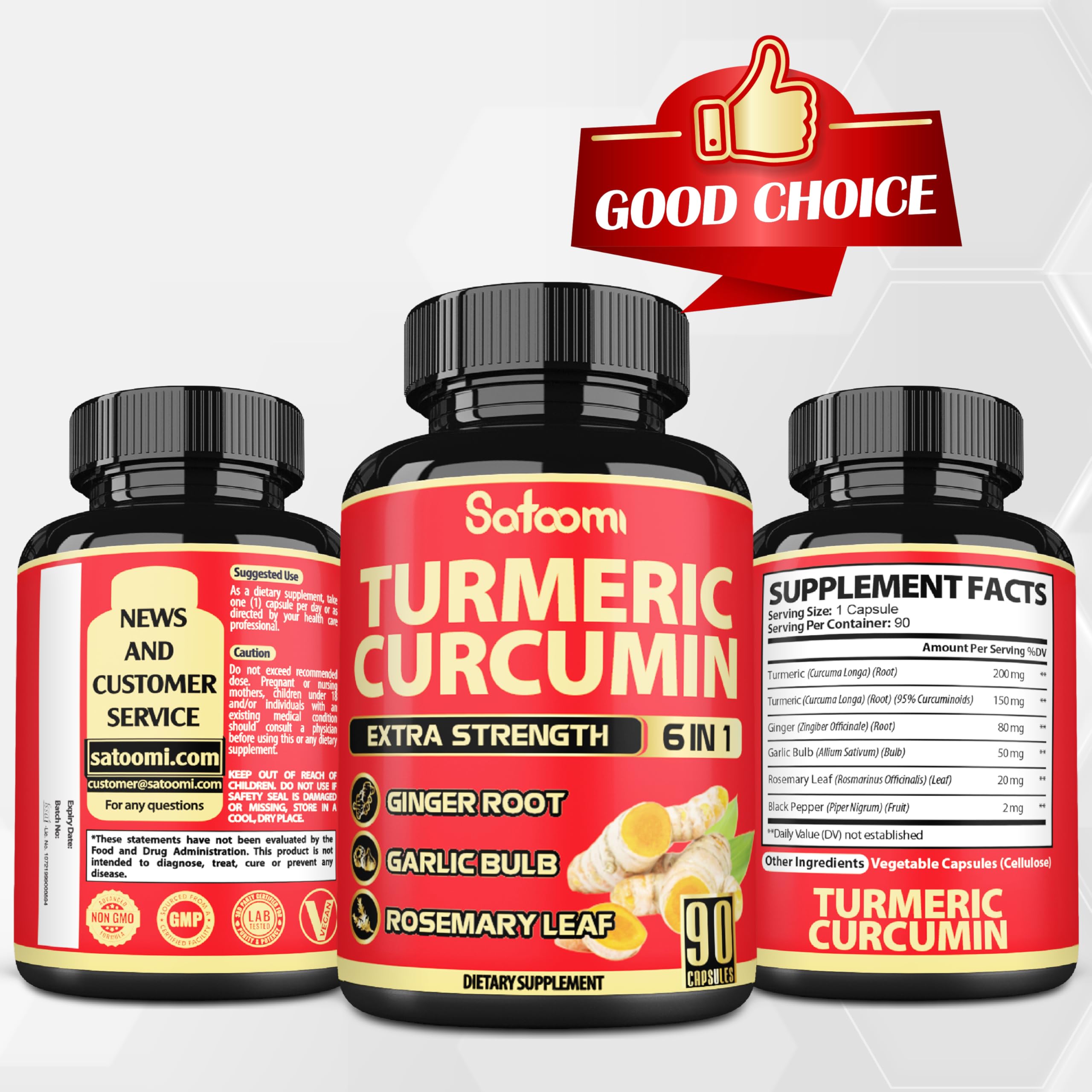 Satoomi Turmeric Supplement bottle with measuring spoon