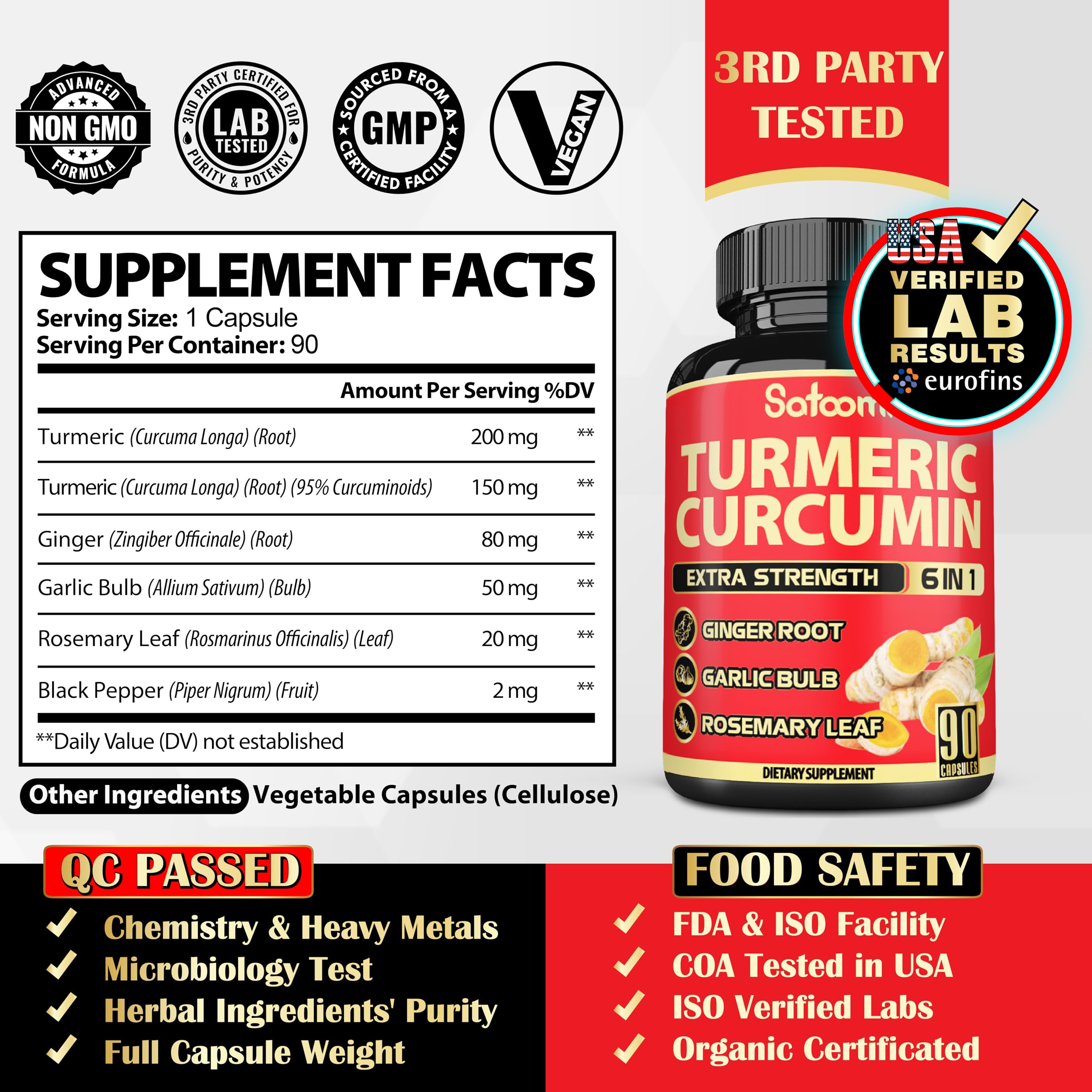 Satoomi Turmeric Supplement capsule close-up
