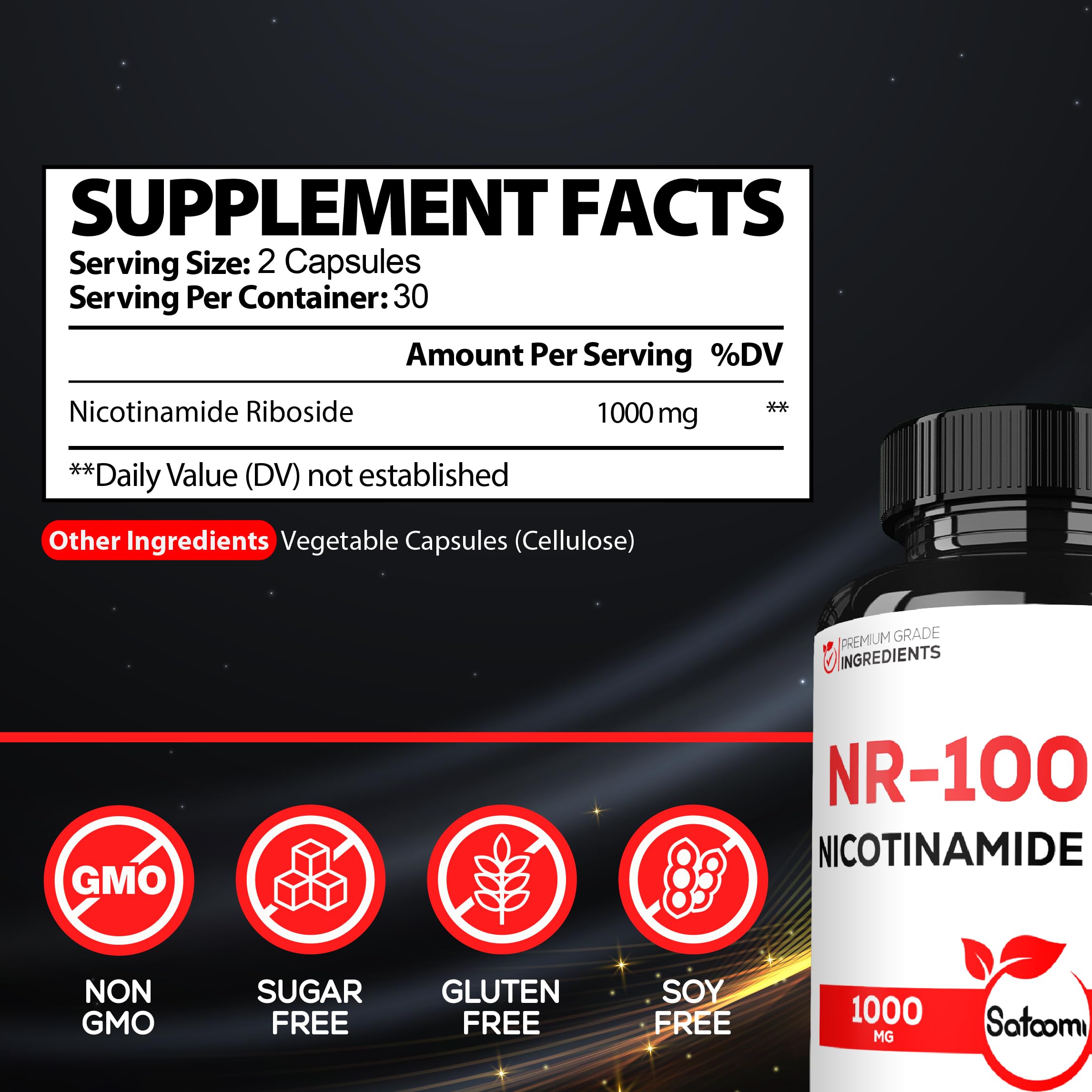 Satoomi Vitamin B3 (Niacin) bottle with label