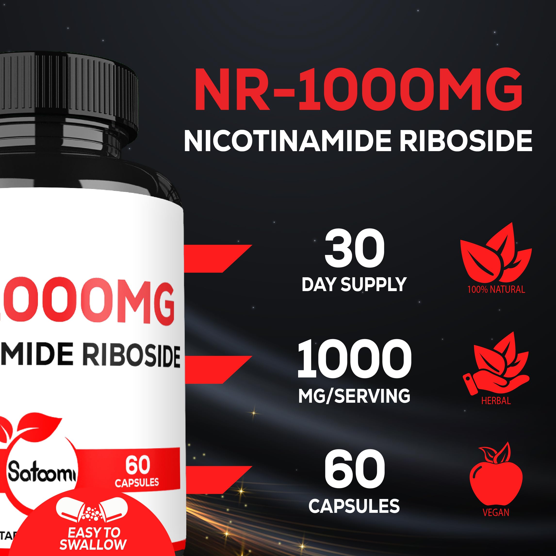 Satoomi Vitamin B3 (Niacin) capsules on a wooden surface