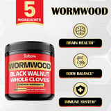 Satoomi Wormwood Capsules open bottle with capsules visible