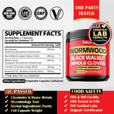 Satoomi Wormwood Capsules side view showing ingredient list
