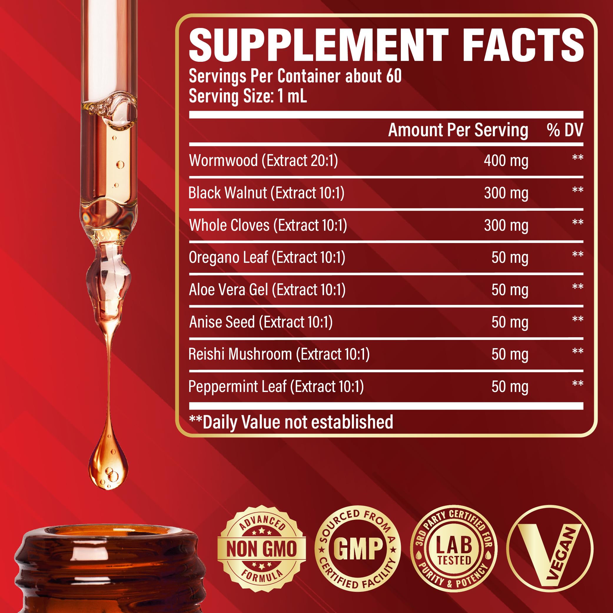 Satoomi Wormwood Liquid Drops 60ml bottle back view
