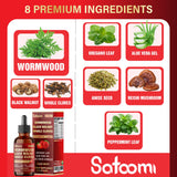 Satoomi Wormwood Liquid Drops 60ml bottle side view