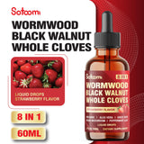Satoomi Wormwood Liquid Drops 60ml on wooden table