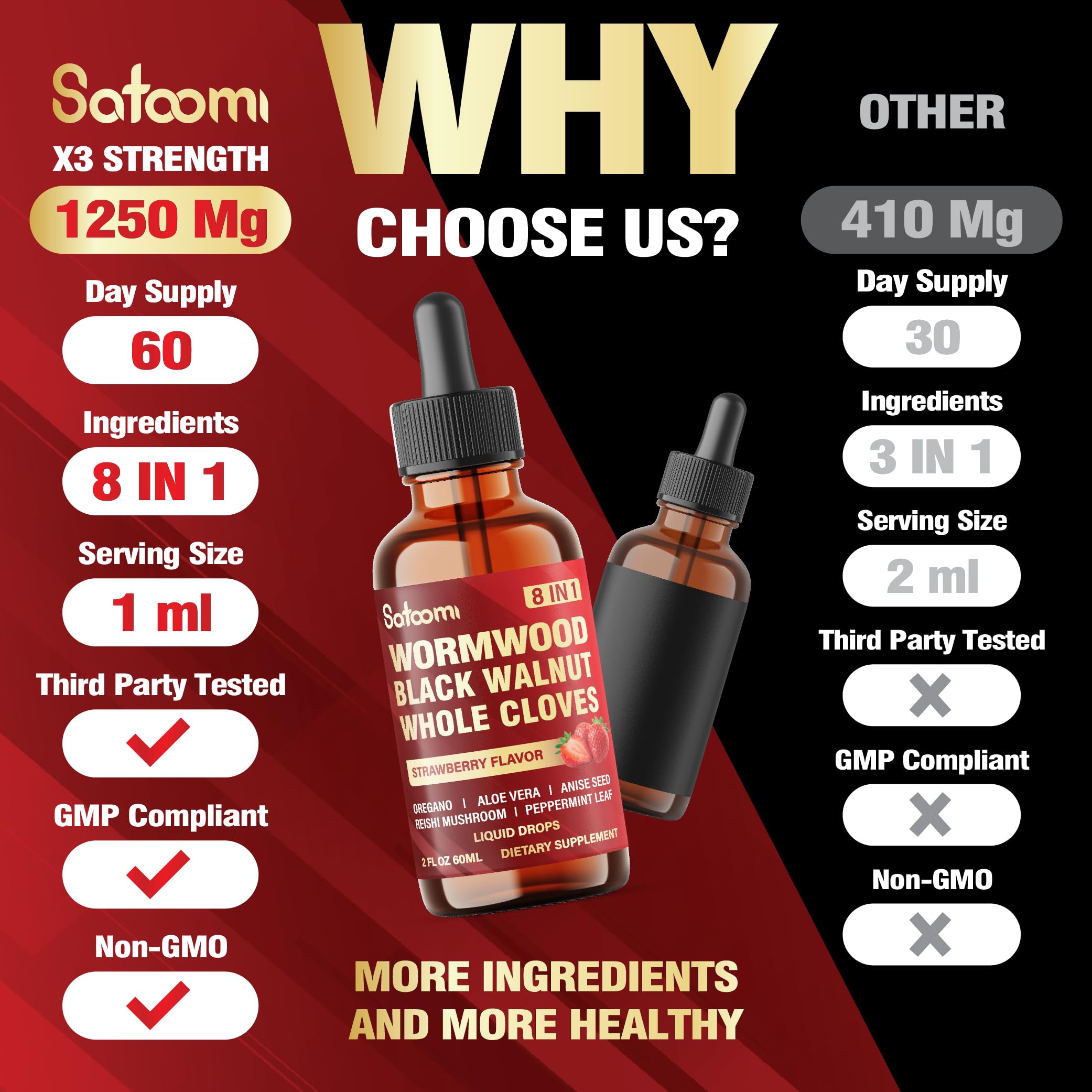 Satoomi Wormwood Liquid Drops 60ml packaging details