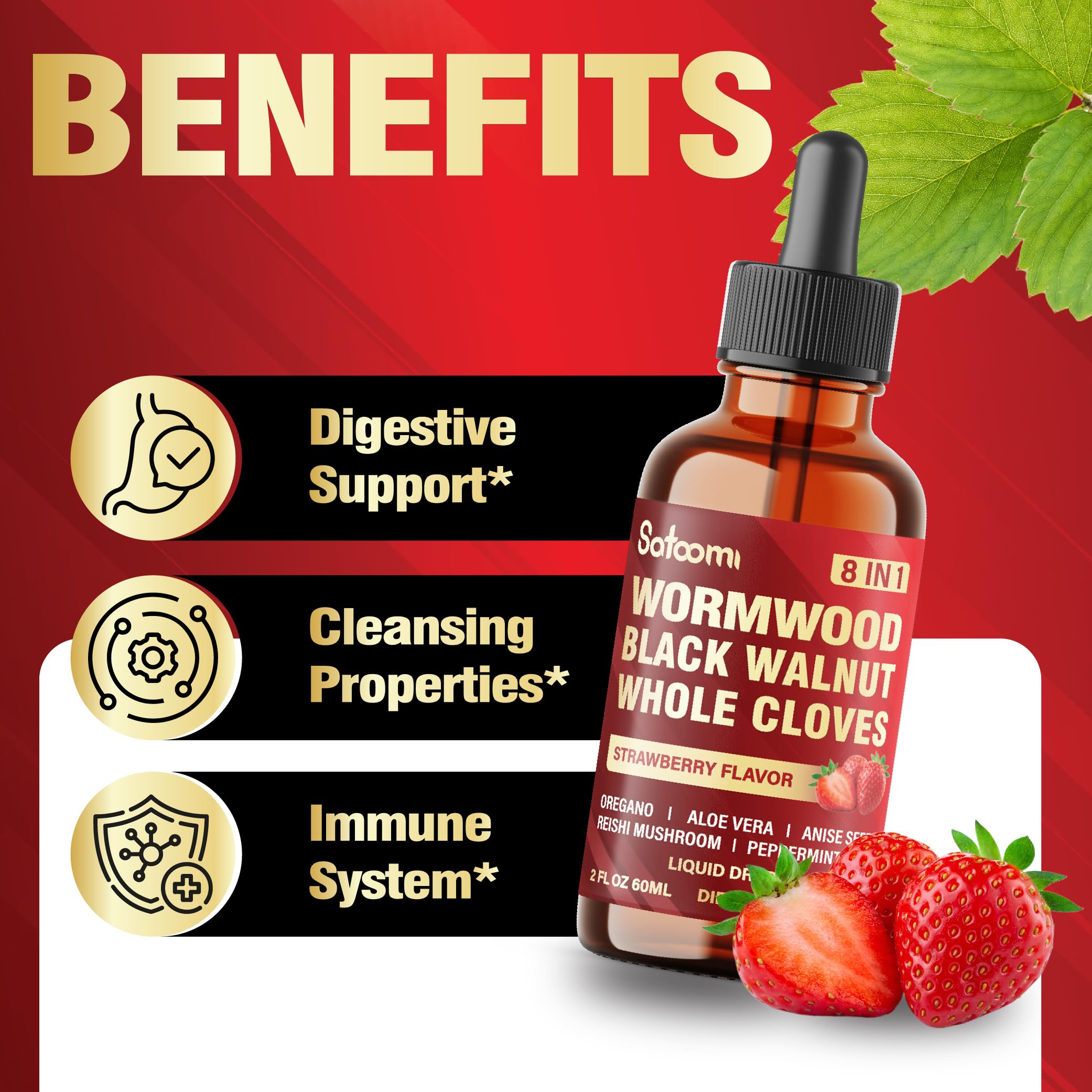 Satoomi Wormwood Liquid Drops 60ml with measuring dropper
