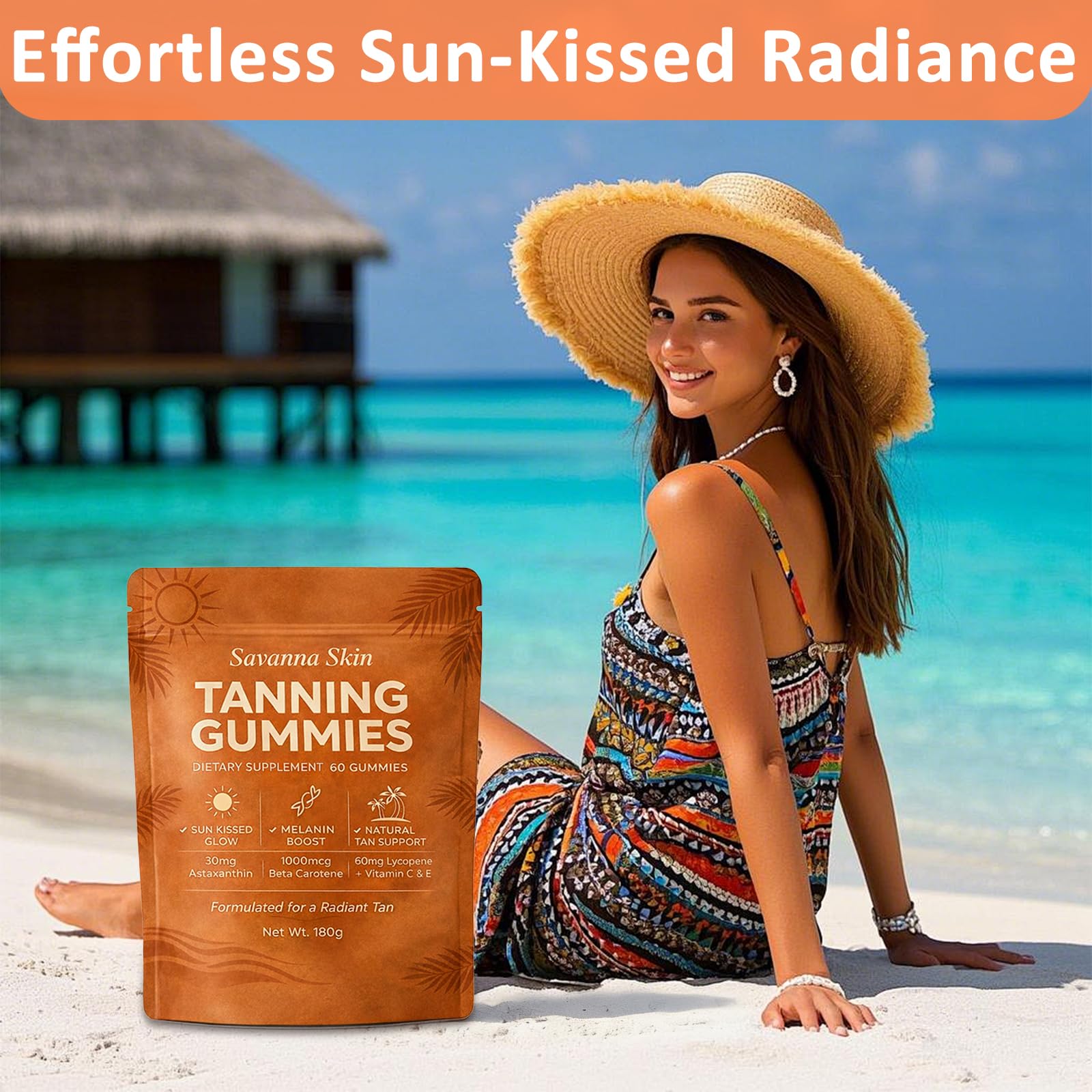 Savanna Skin Tanning Gummies bottle with label