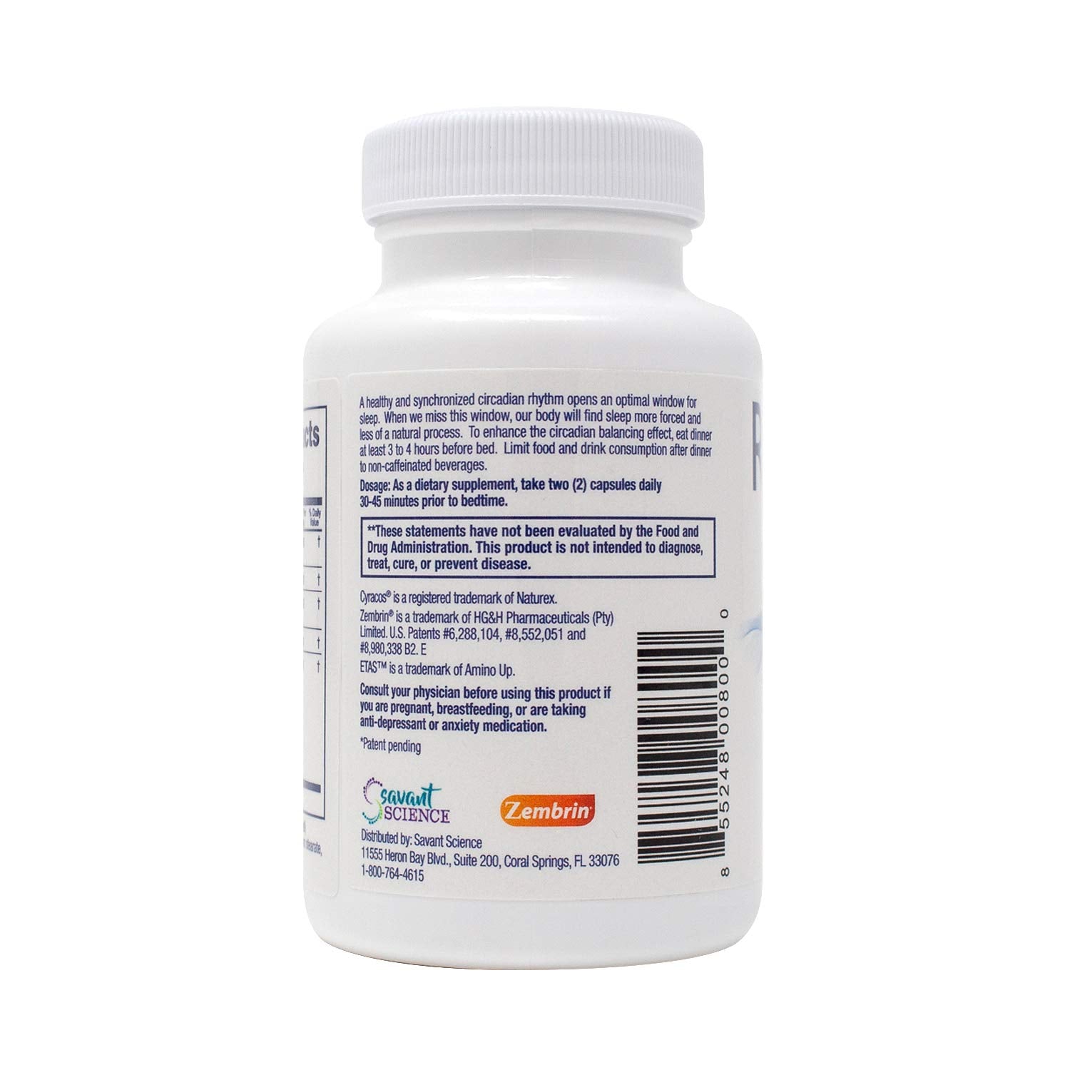 Savant Science RestoreZ Fall Asleep capsules on a wooden surface