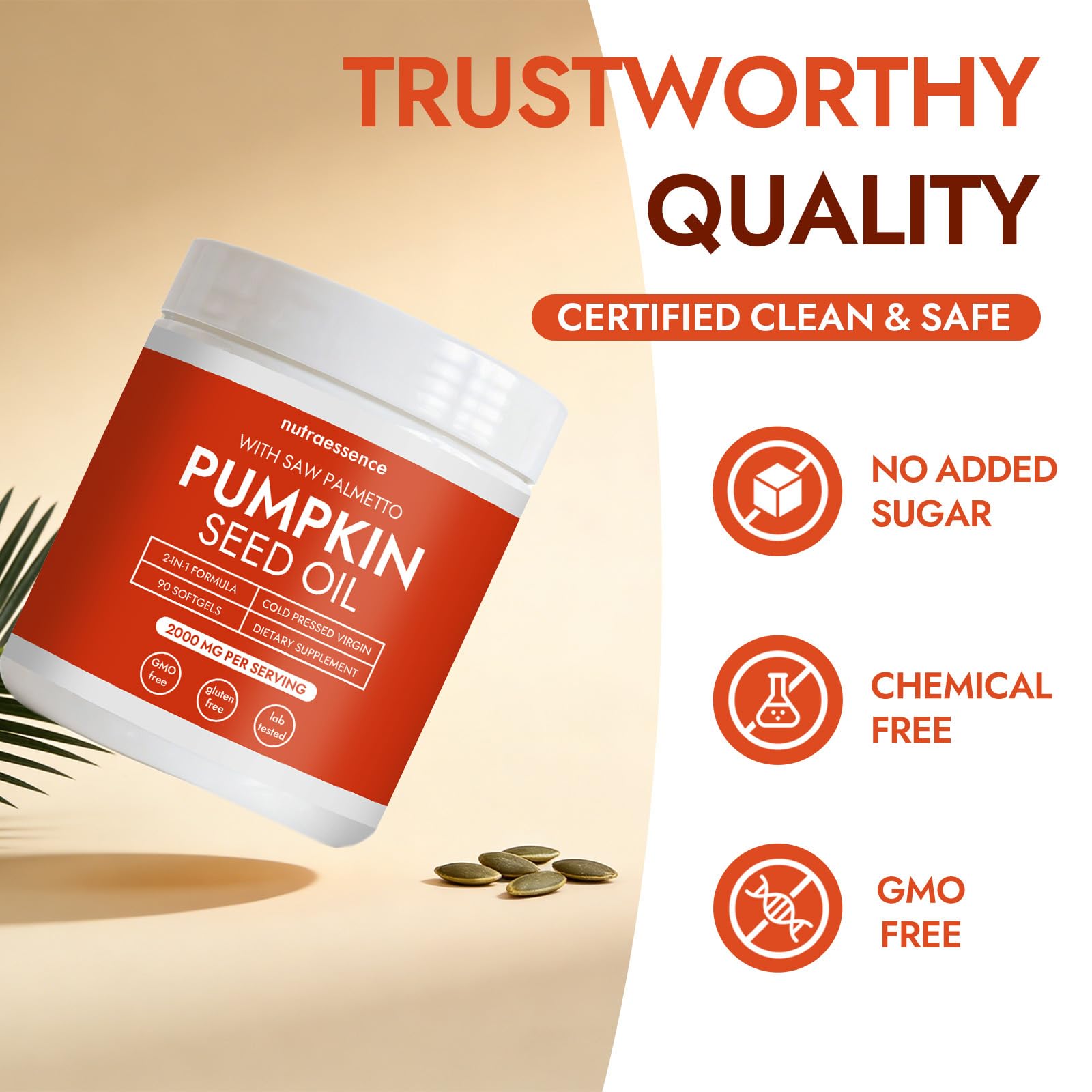 savari Pumpkin Seed Oil Capsules side view showing softgel