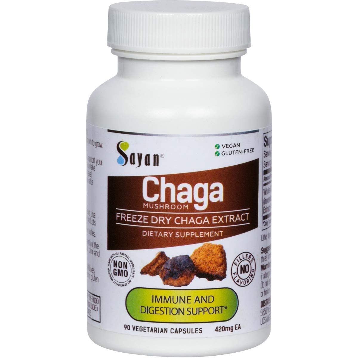 Sayan Chaga Mushroom Capsules front view with packaging