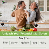 Sayan Chaga Mushroom Capsules with a measuring spoon for dosage