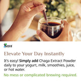 Sayan Chaga Mushroom Extract Powder on a wooden table