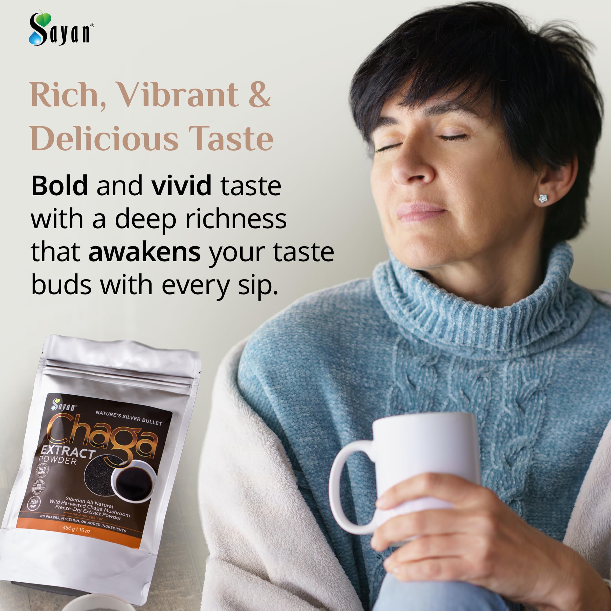 Sayan Chaga Mushroom Extract Powder packaging