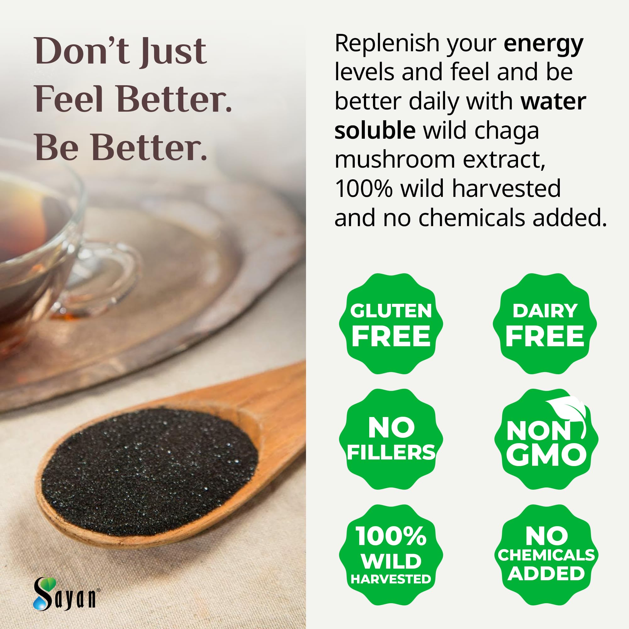 Sayan Chaga Mushroom Extract Powder with coffee