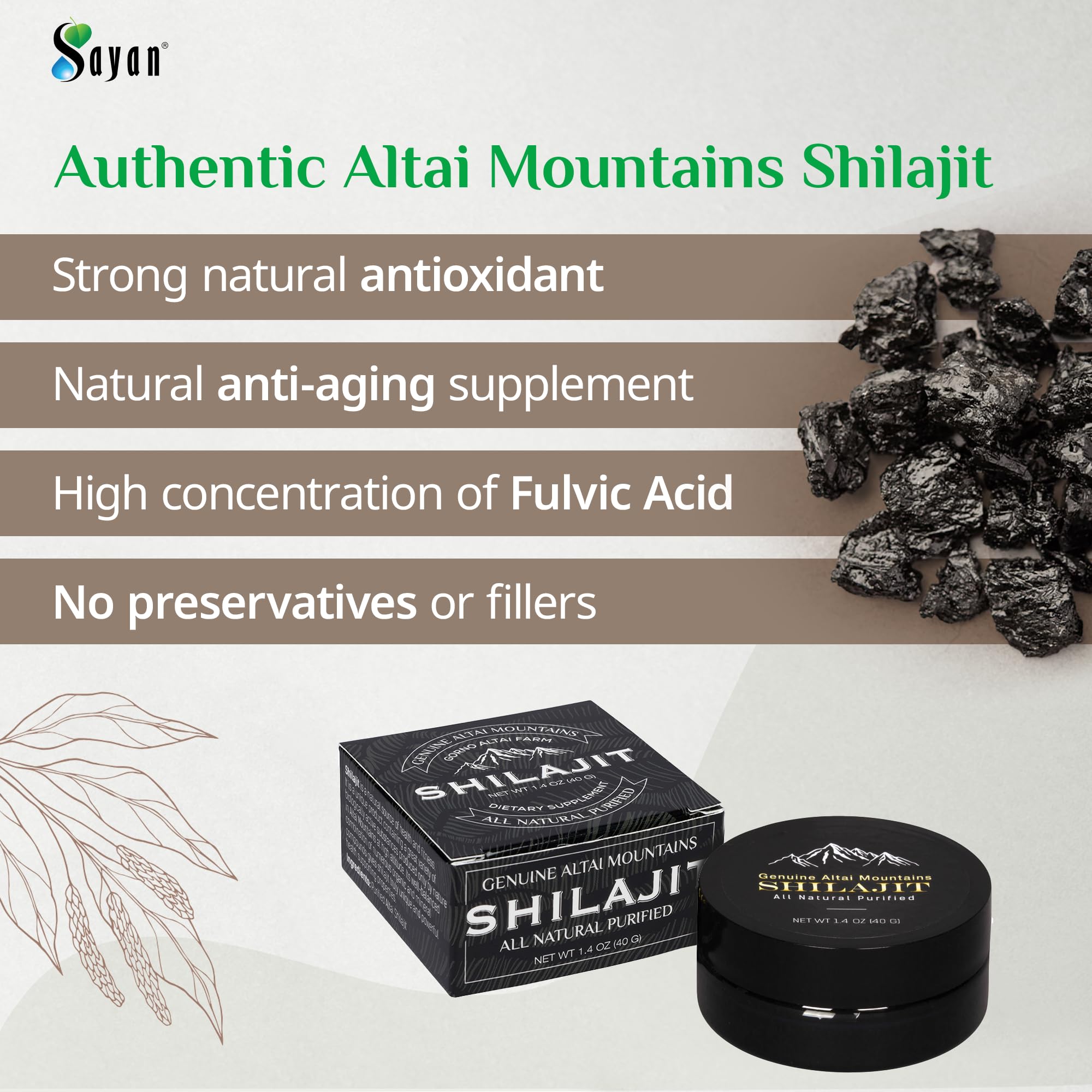 Sayan Shilajit Resin 40g packaging