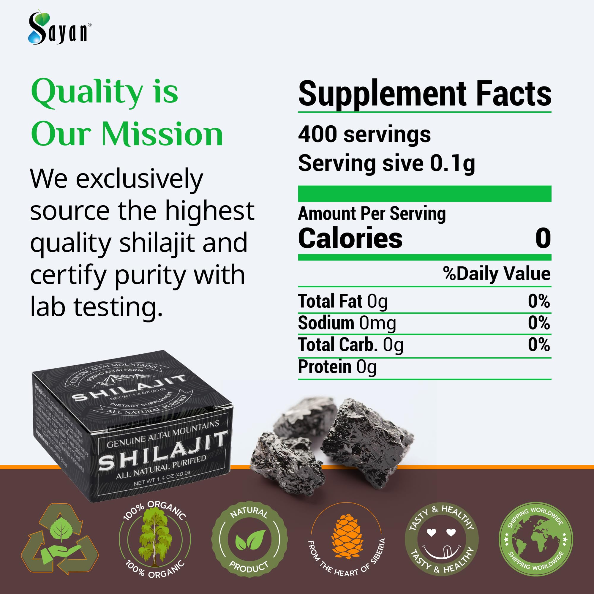 Sayan Shilajit Resin displayed on a wooden surface