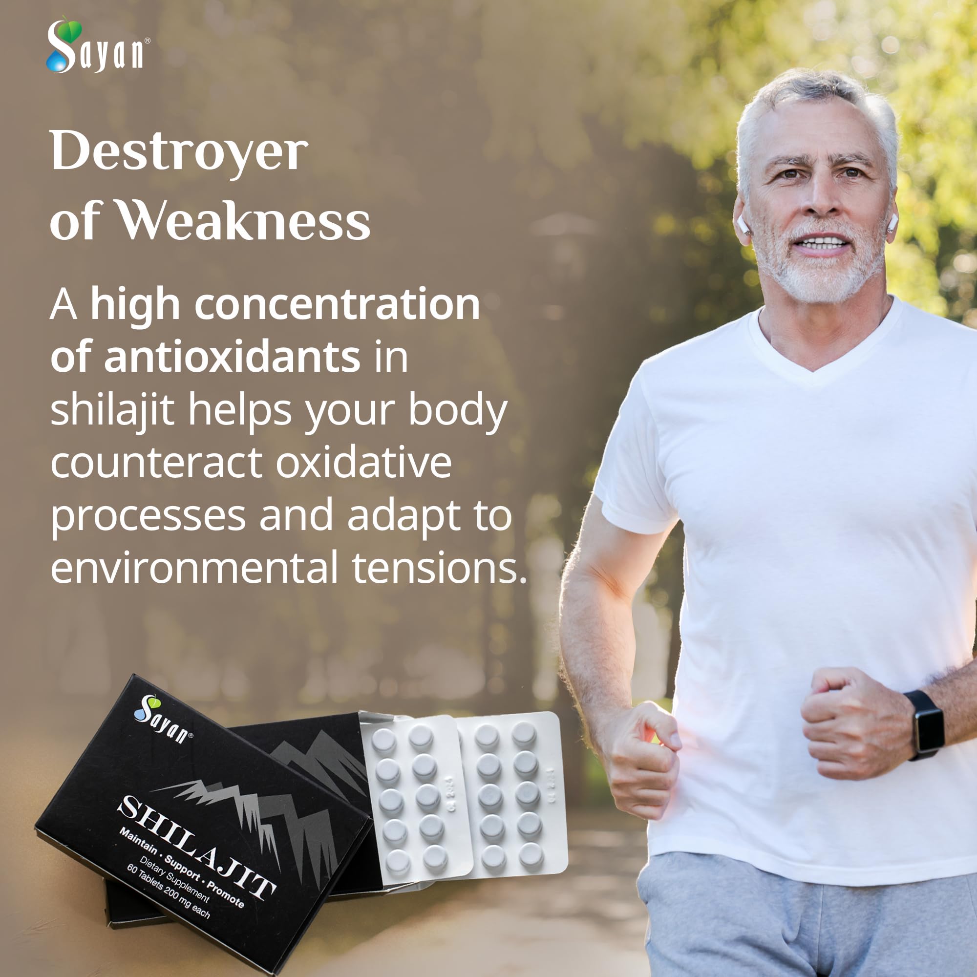 Sayan Shilajit Tablets with measuring spoon for dosage