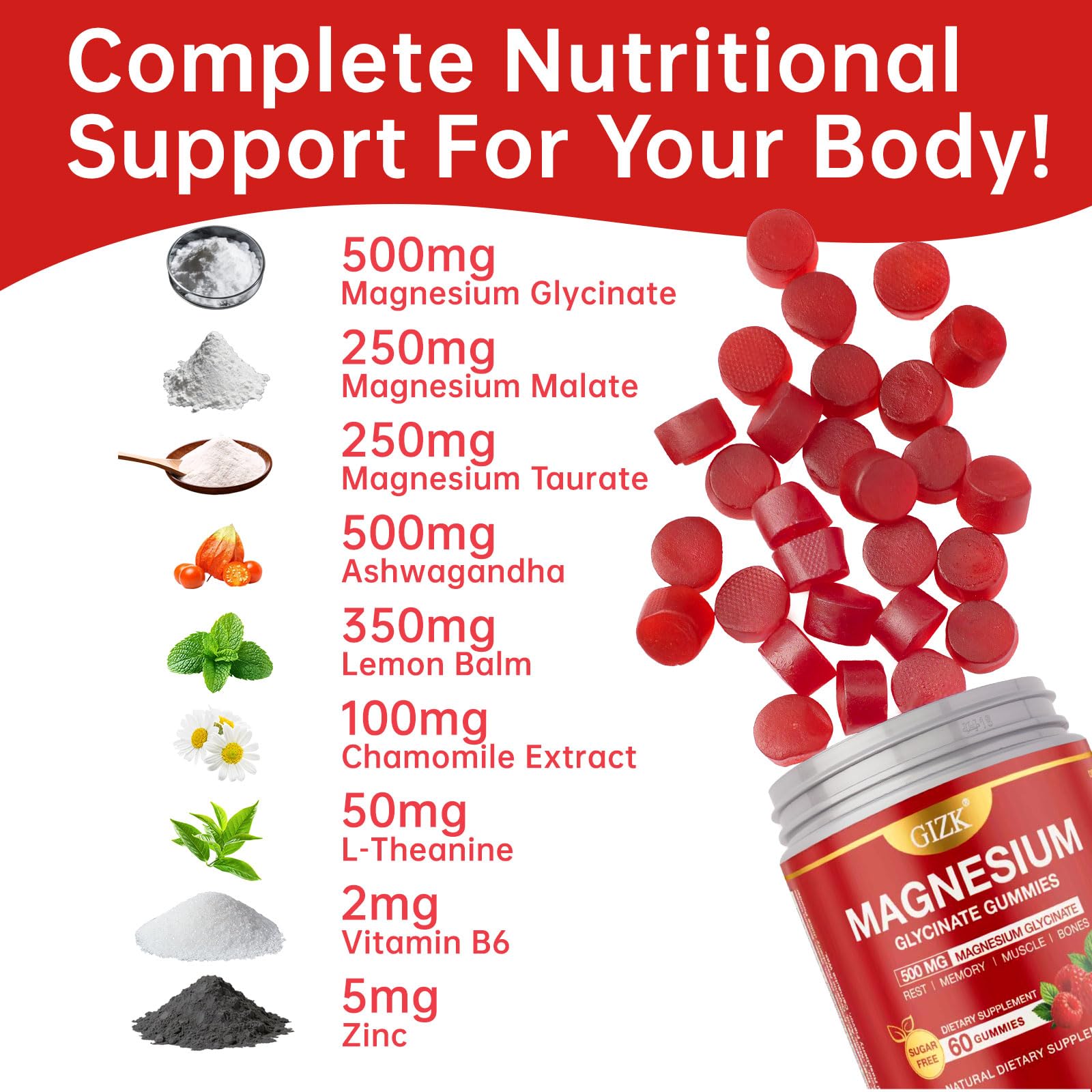 SAYIDON Magnesium Glycinate Gummies 500mg close-up of gummies