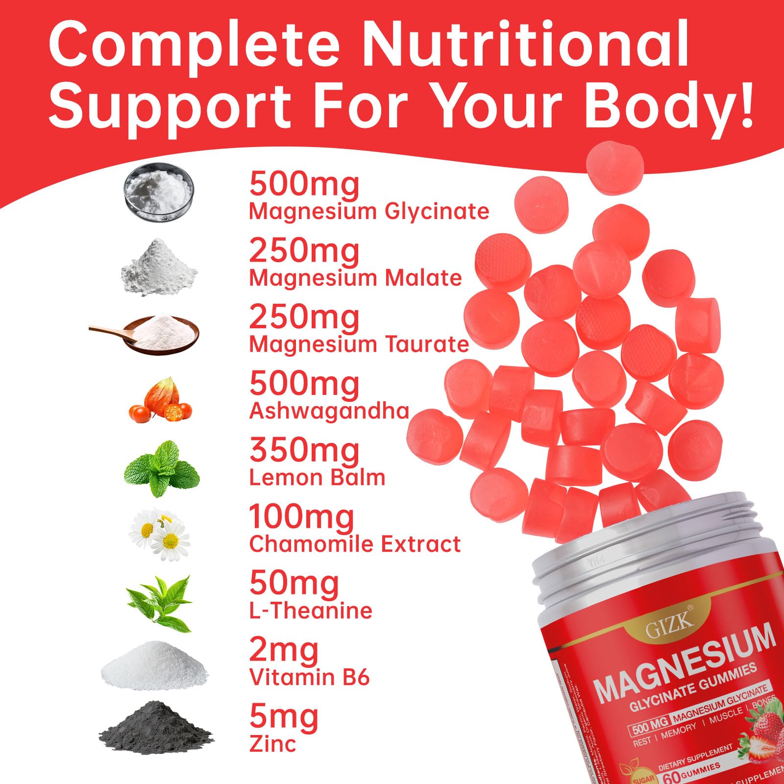 SAYIDON Magnesium Glycinate Gummies 500mg ingredients list