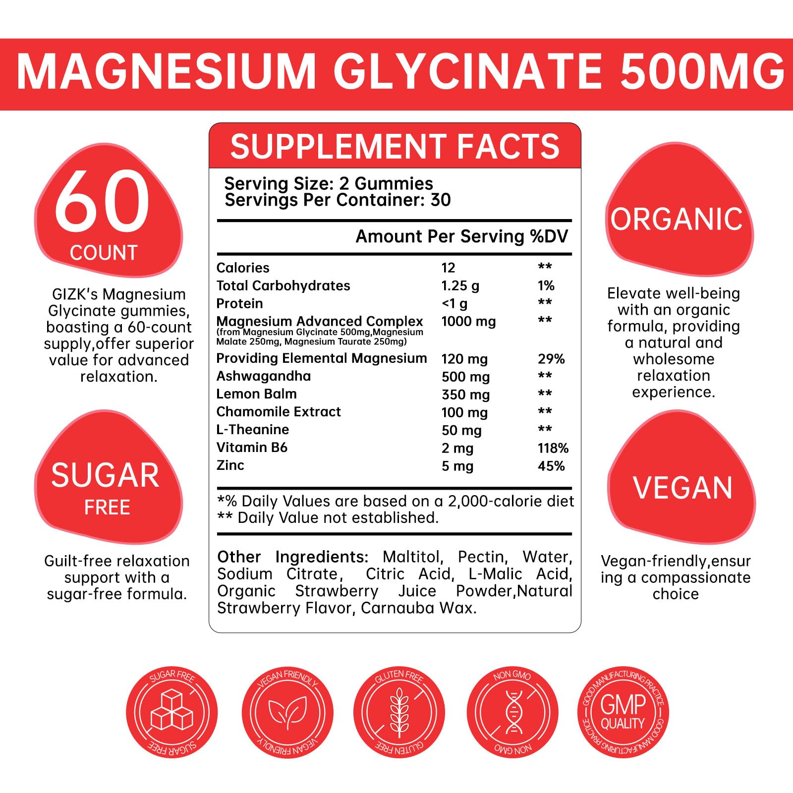 SAYIDON Magnesium Glycinate Gummies 500mg strawberry flavour close-up
