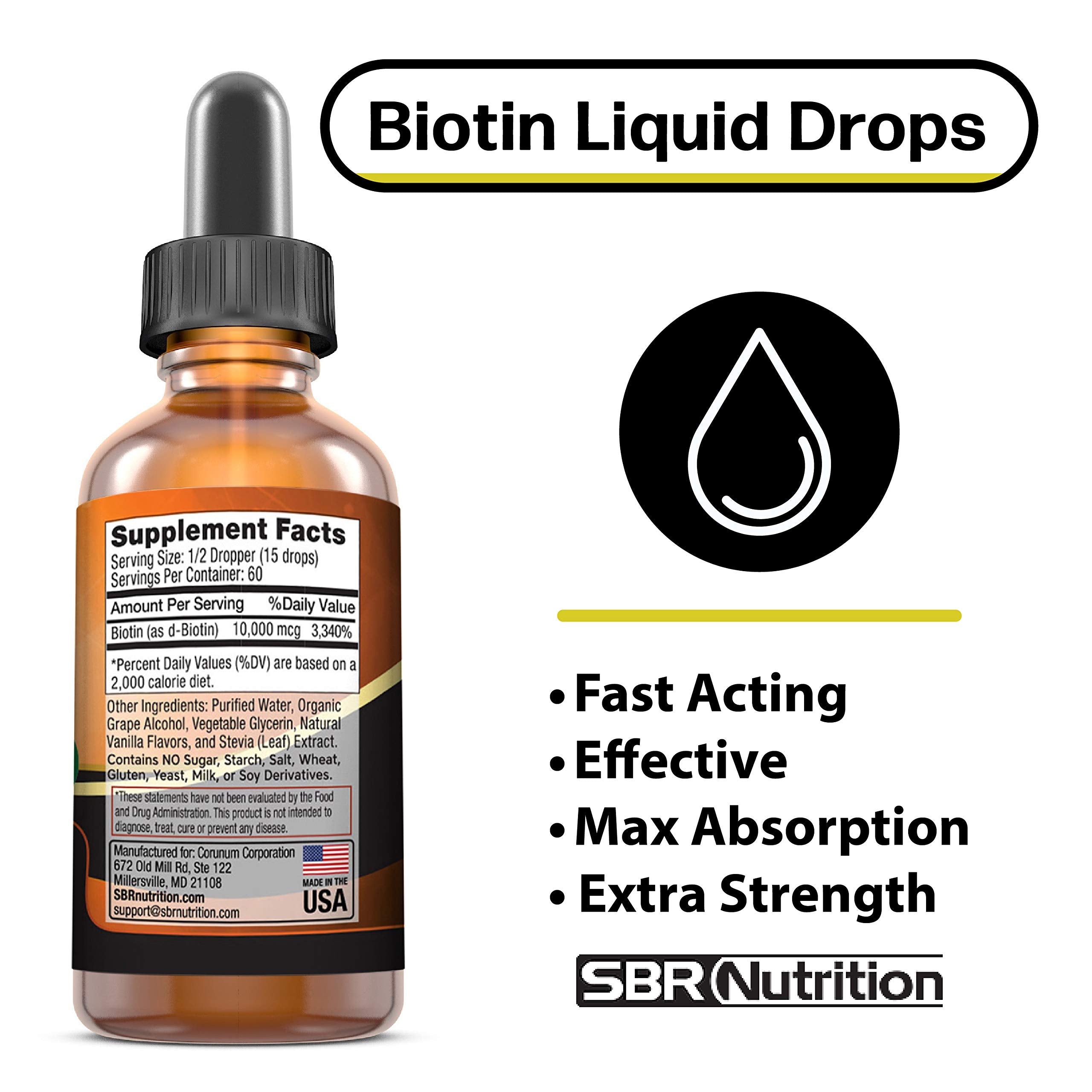 SBR Nutrition Extra Strength Liquid Biotin 1oz side view