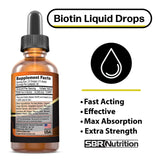 SBR Nutrition Extra Strength Liquid Biotin 1oz side view