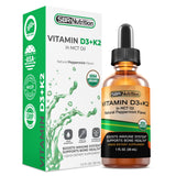 SBR Nutrition Vitamin D3 & K2 Drops front view with packaging