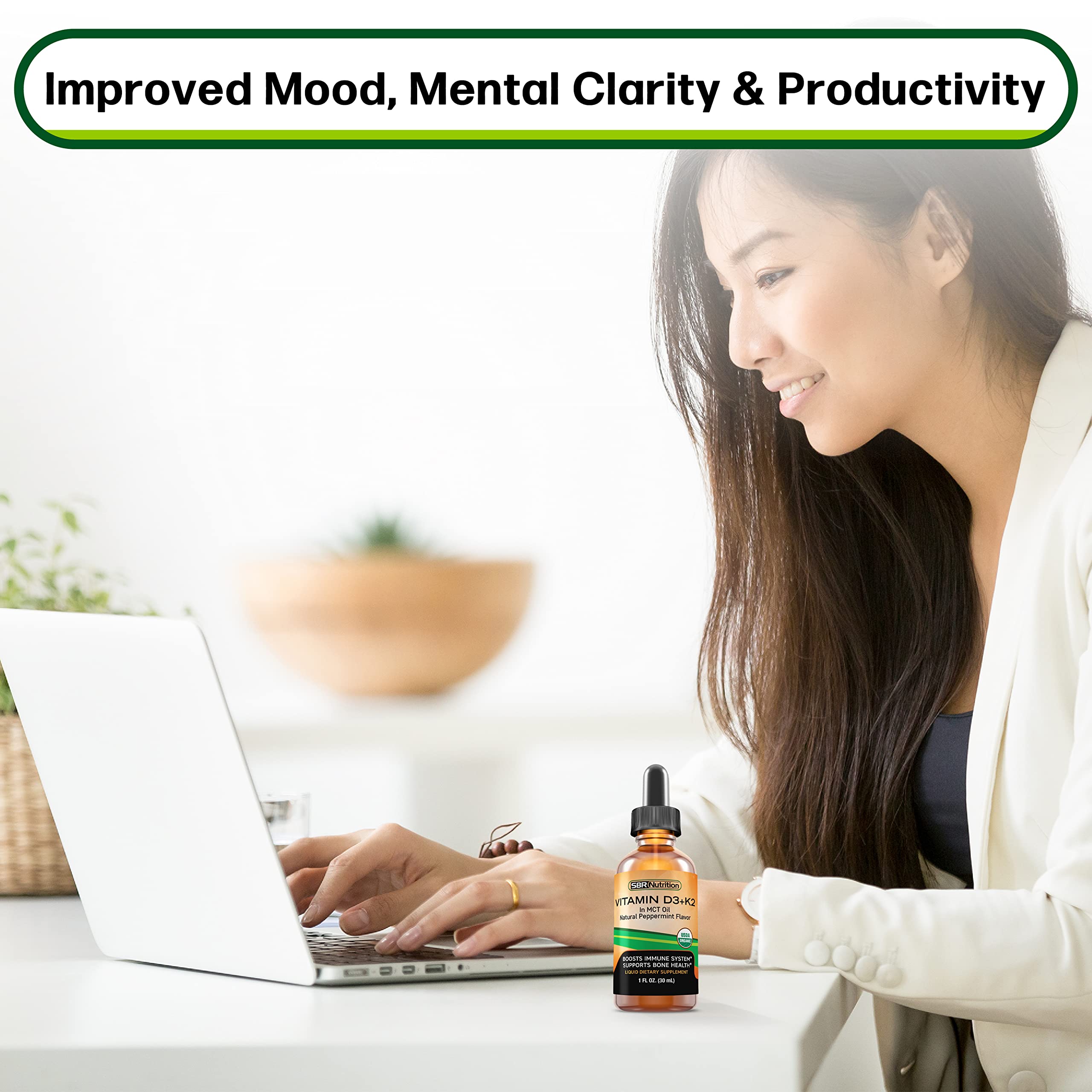 SBR Nutrition Vitamin D3 & K2 Drops with MCT oil